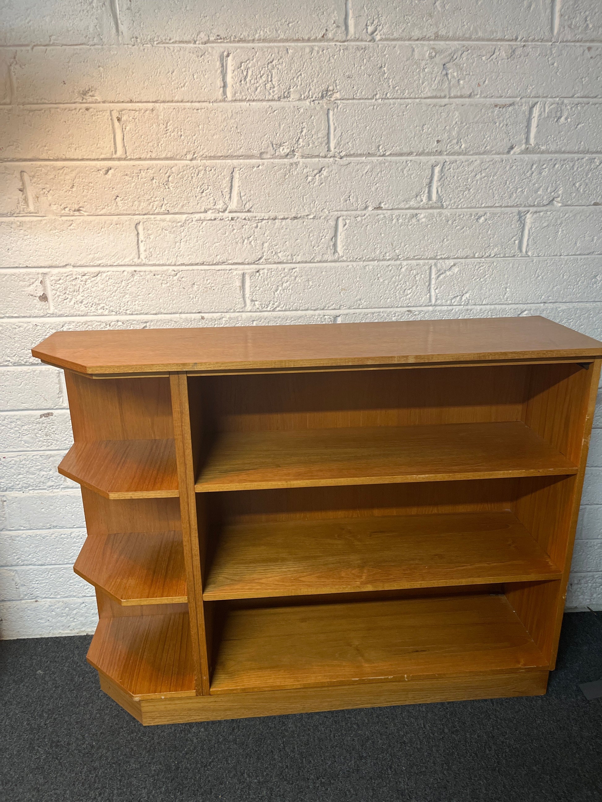 Teak stained long open bookcase 1170Lx920Hx320D 2225