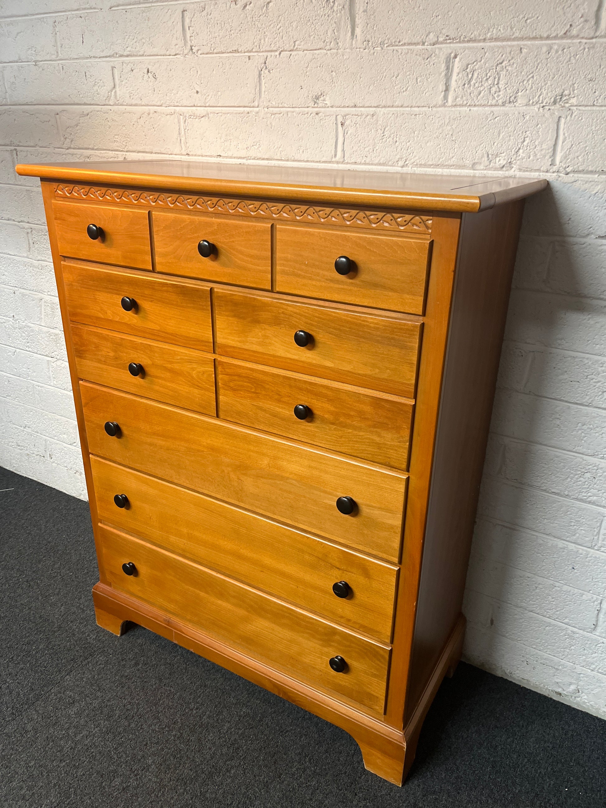 Tall 5 drawer American cherry chest of drawers (H 128 x W 100 x D 45 cm) 2225