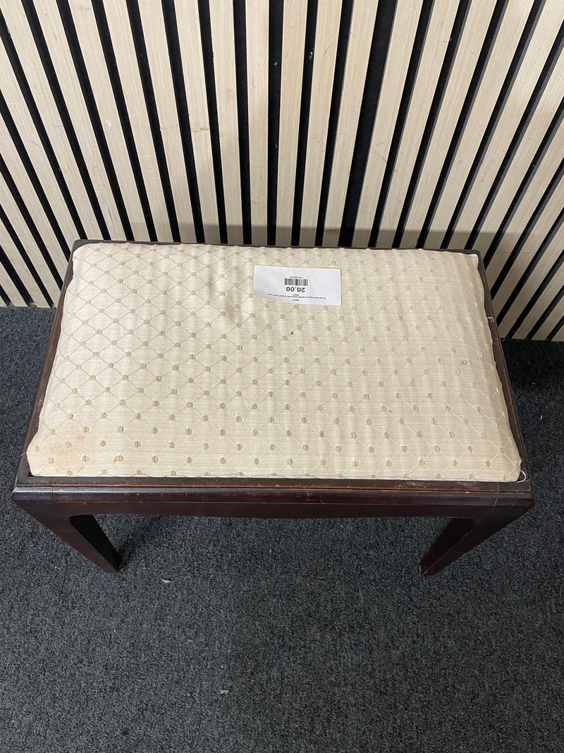 Small mahogany framed stool with cream fabric seat  44631