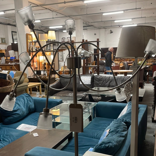Tall metal standard lamp with spotlight