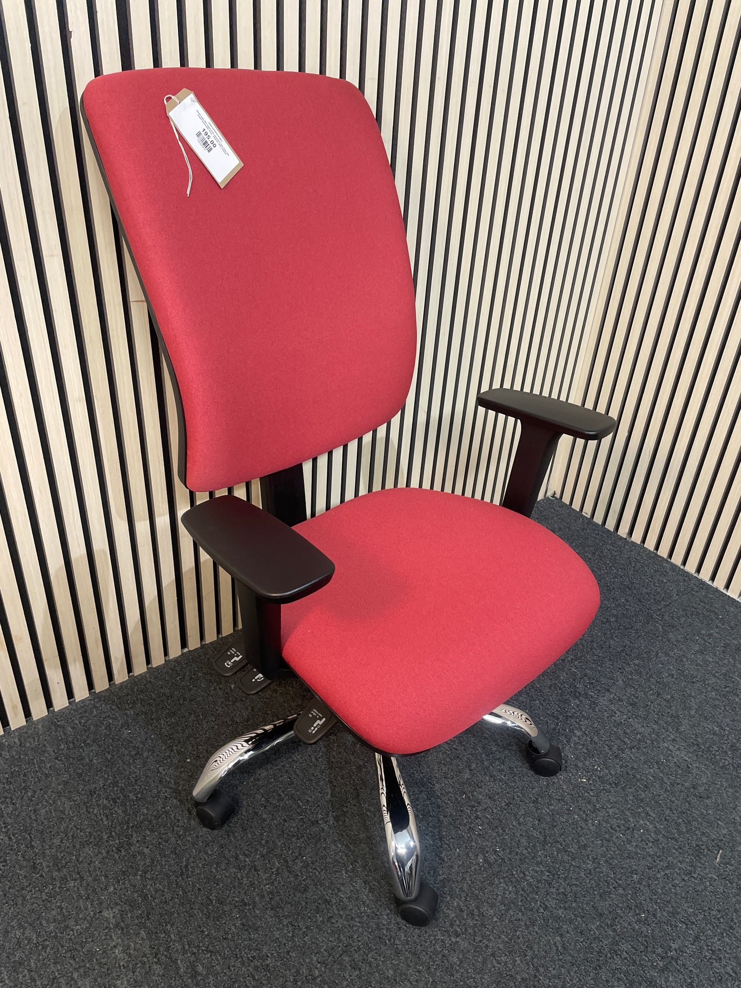 Senza ergo 24hr ergonomic asynchro task chair with height adjustable arms - PASTEL RED FABRIC