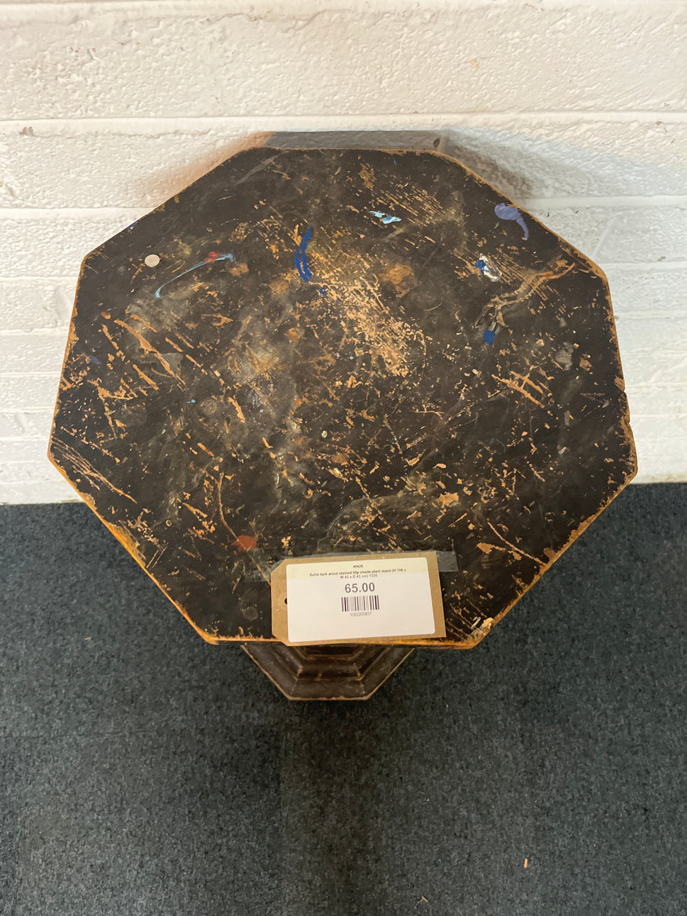 Solid dark wood stained 50p shade plant stand (H 106 x W 45 x D 45 cm) 1325