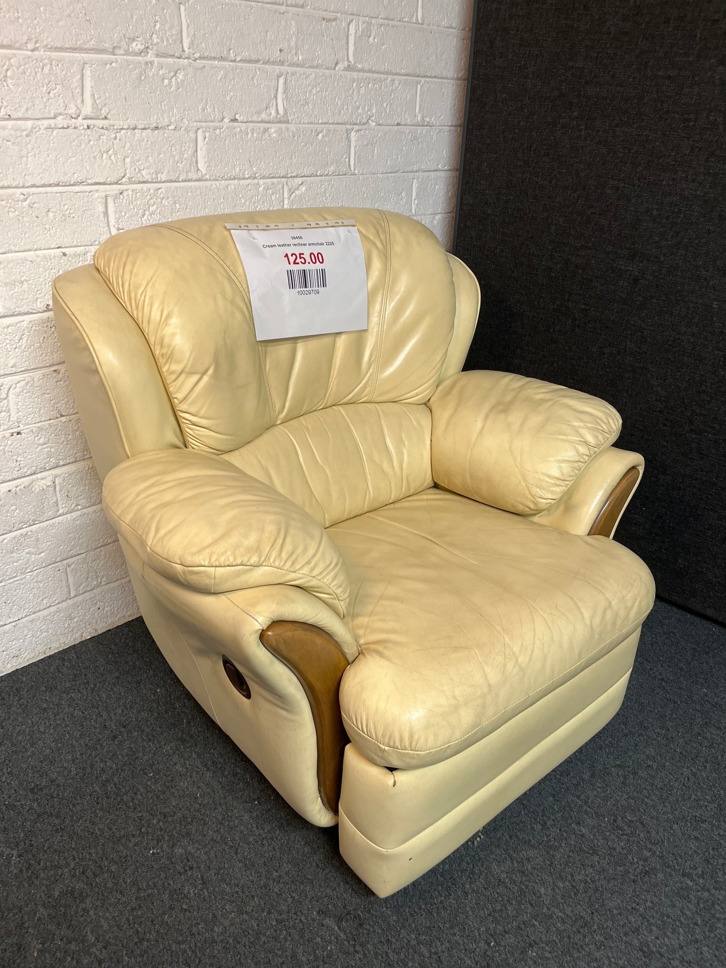 Cream leather recliner armchair 2225