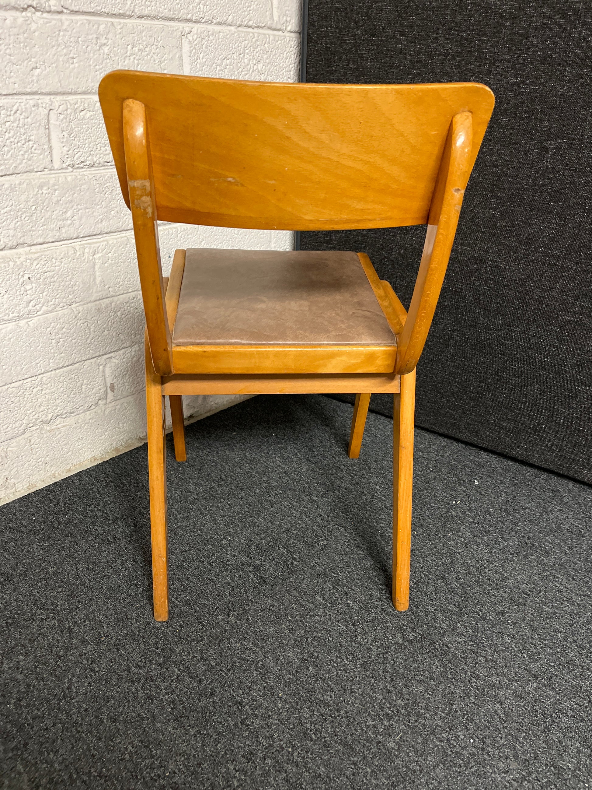 Solid wood brown vinyl seat kitchen chair  2125