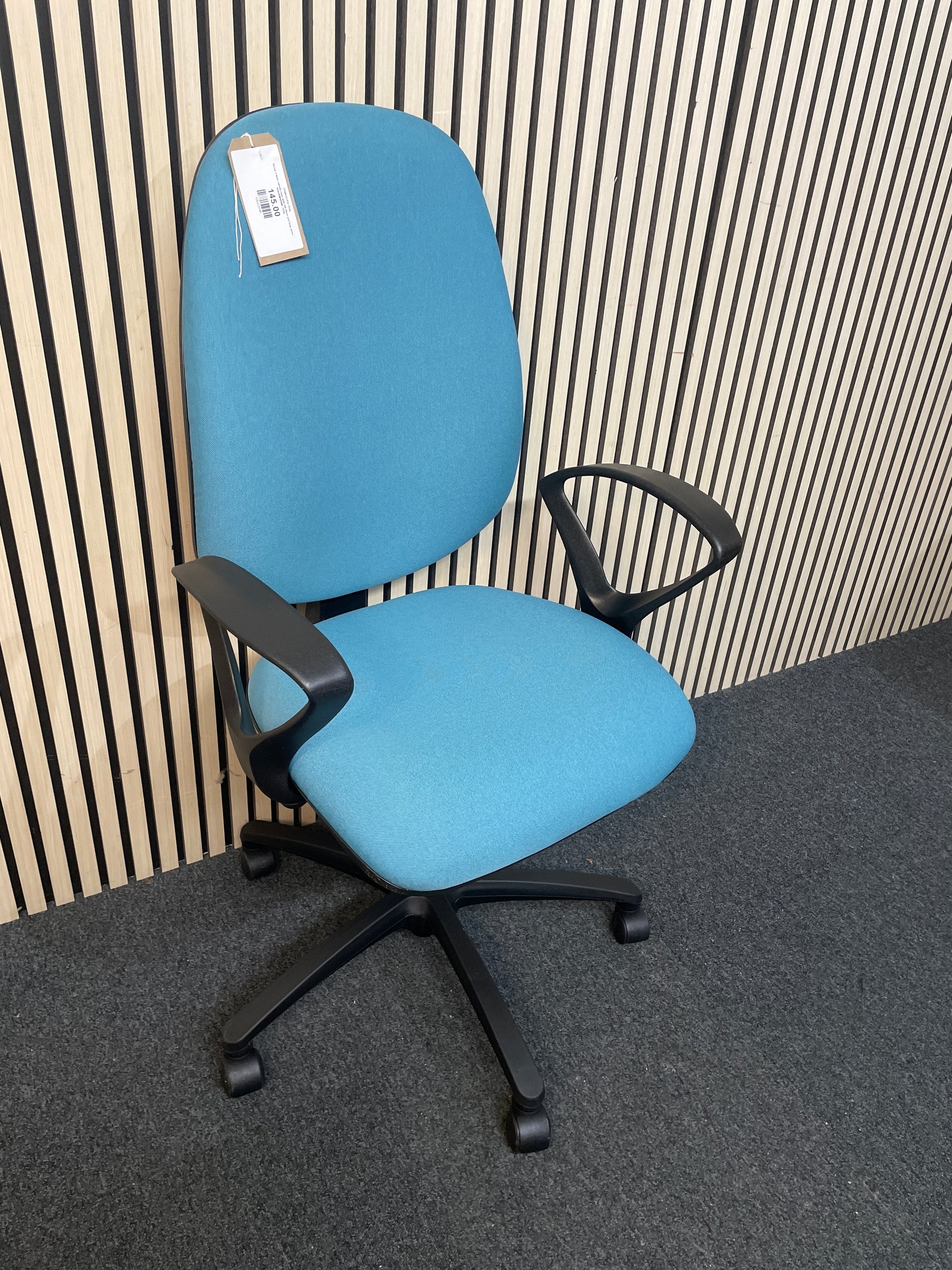 Senza 3 lever swivel chair with HA Back and loop arms -AQUAMARINE TEAL