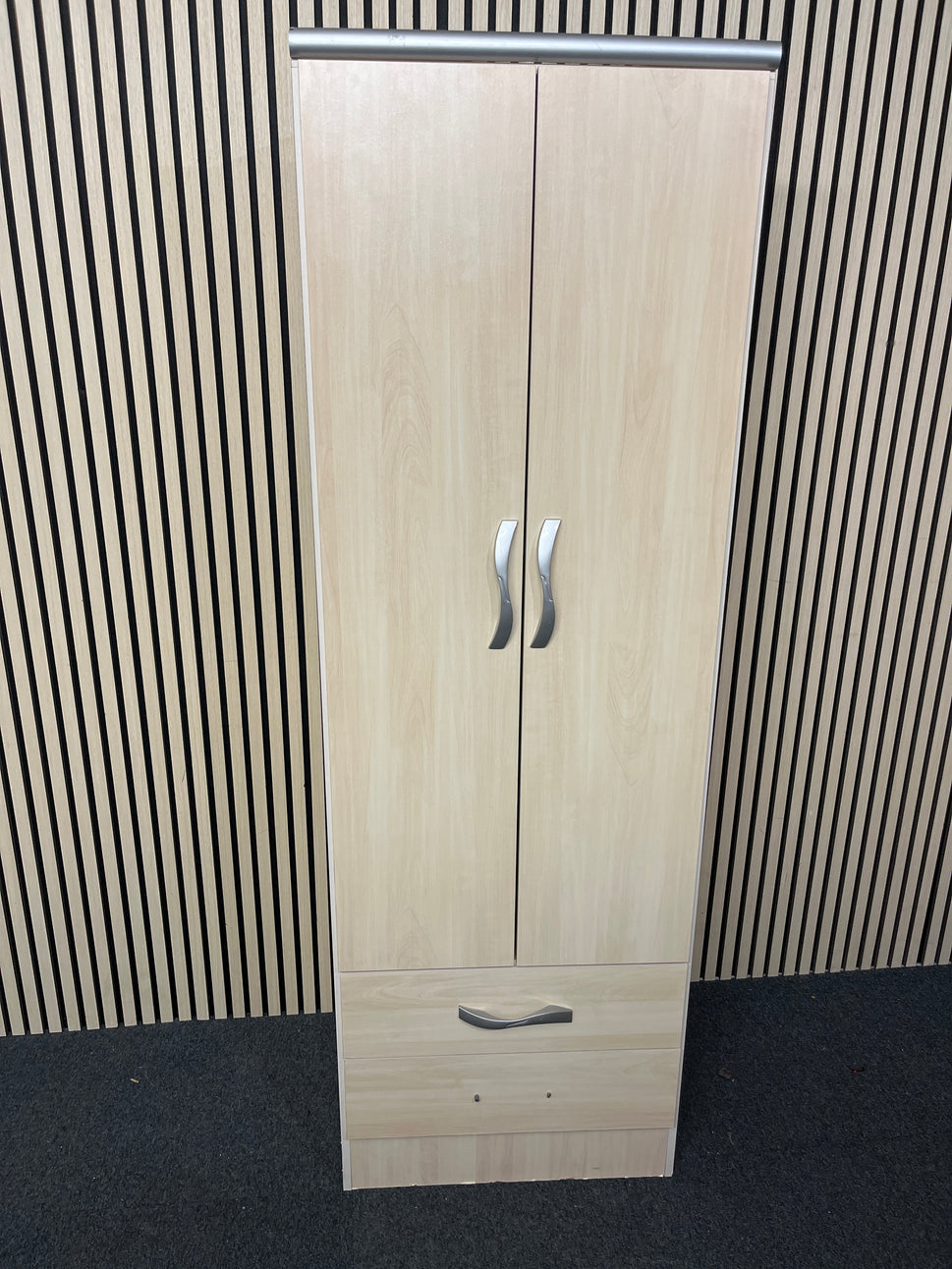 Maple laminate 2 door 2 drawer slim wardrobe 183Hx62Wx47D 1425