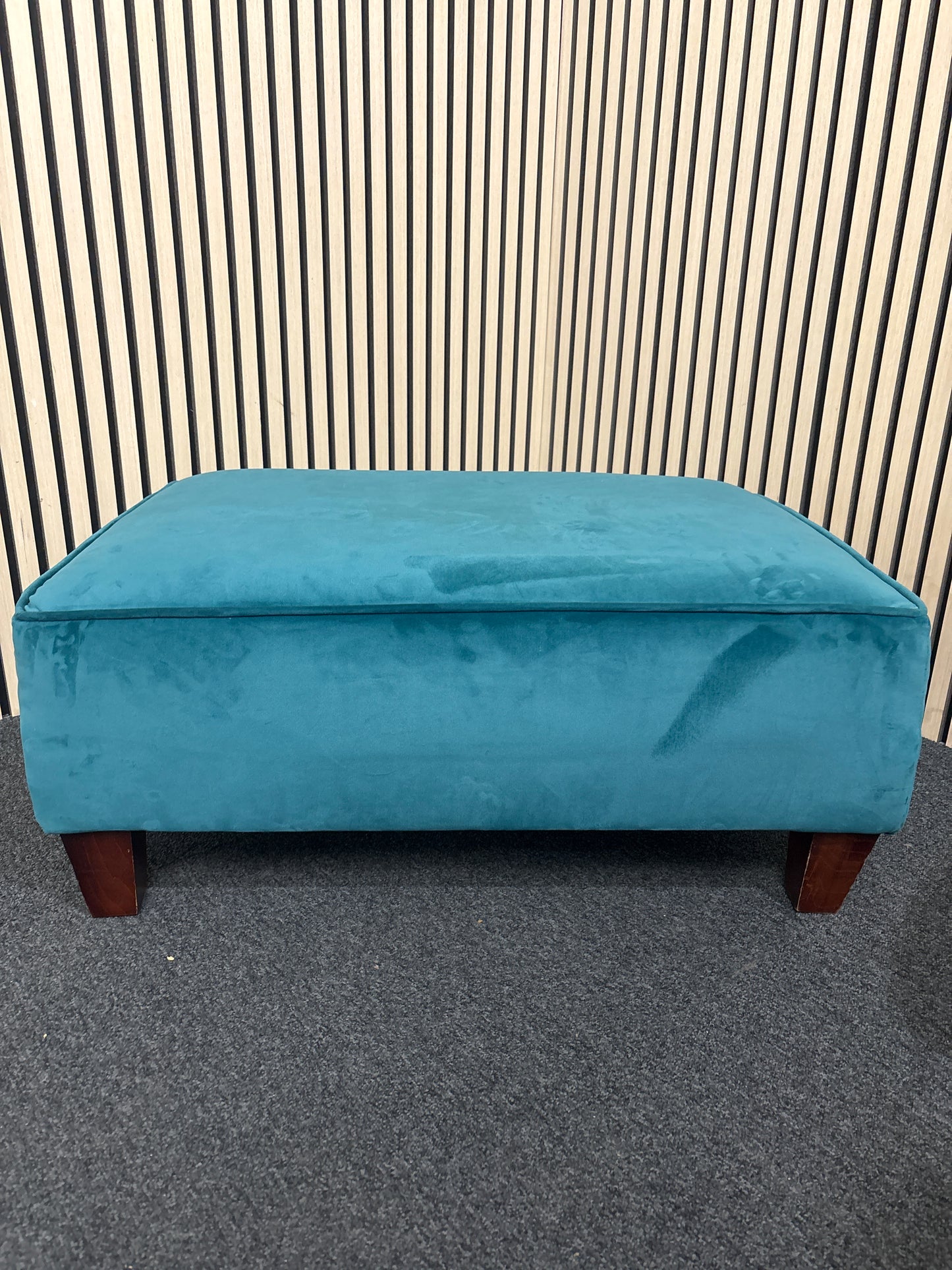 Green velour fabric ottoman 3325