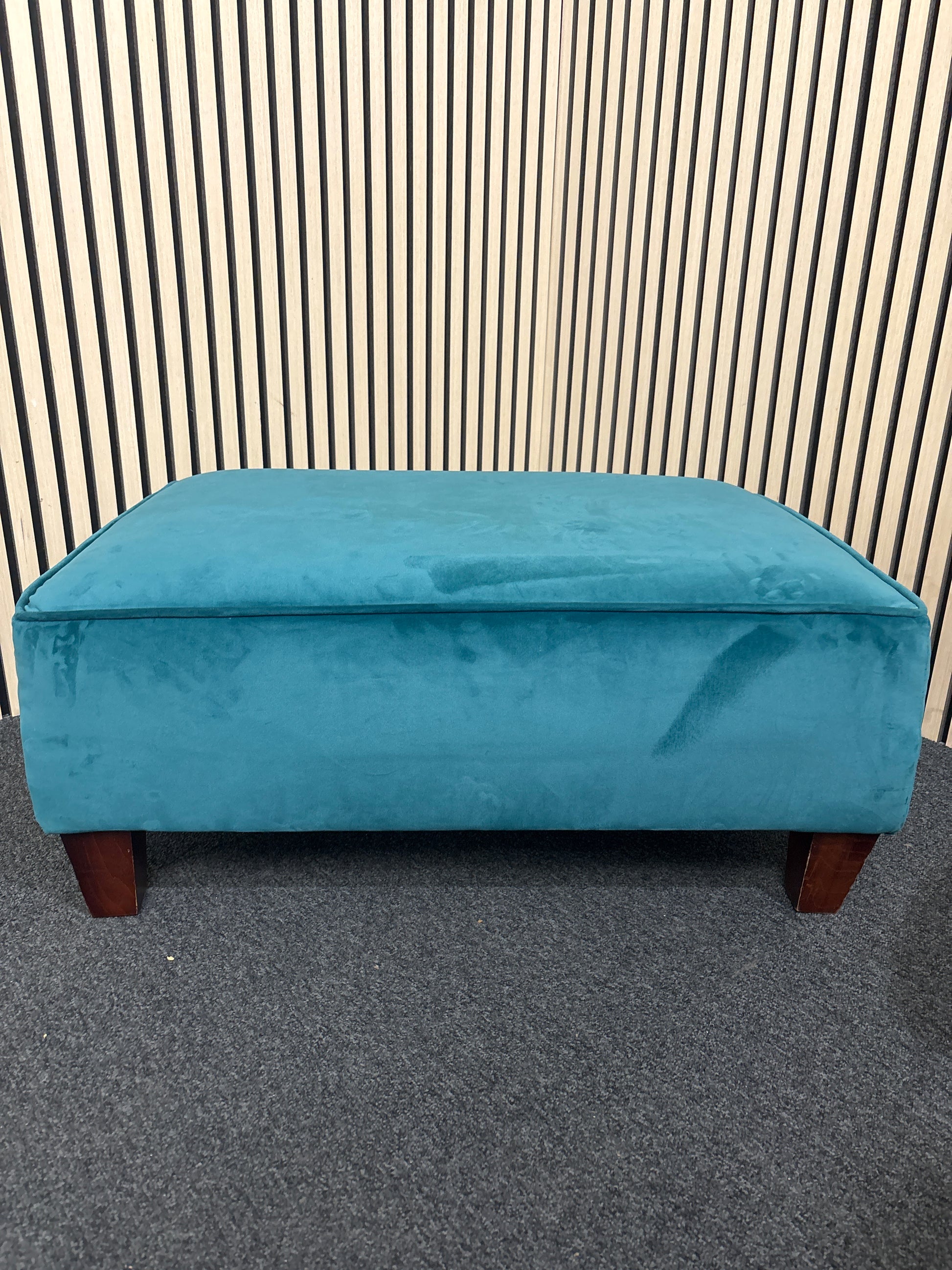 Green velour fabric ottoman 3325