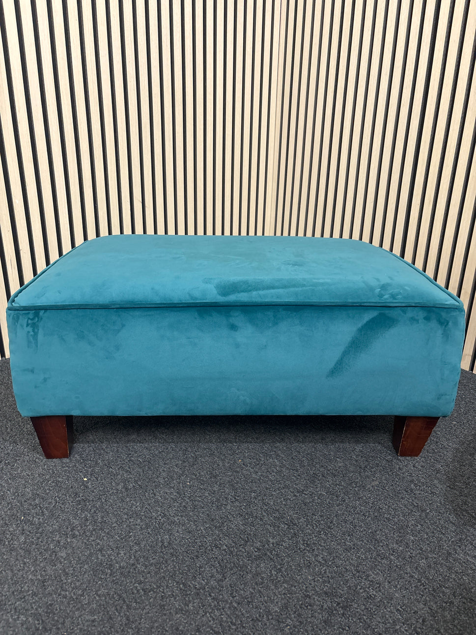 Green velour fabric ottoman 3325