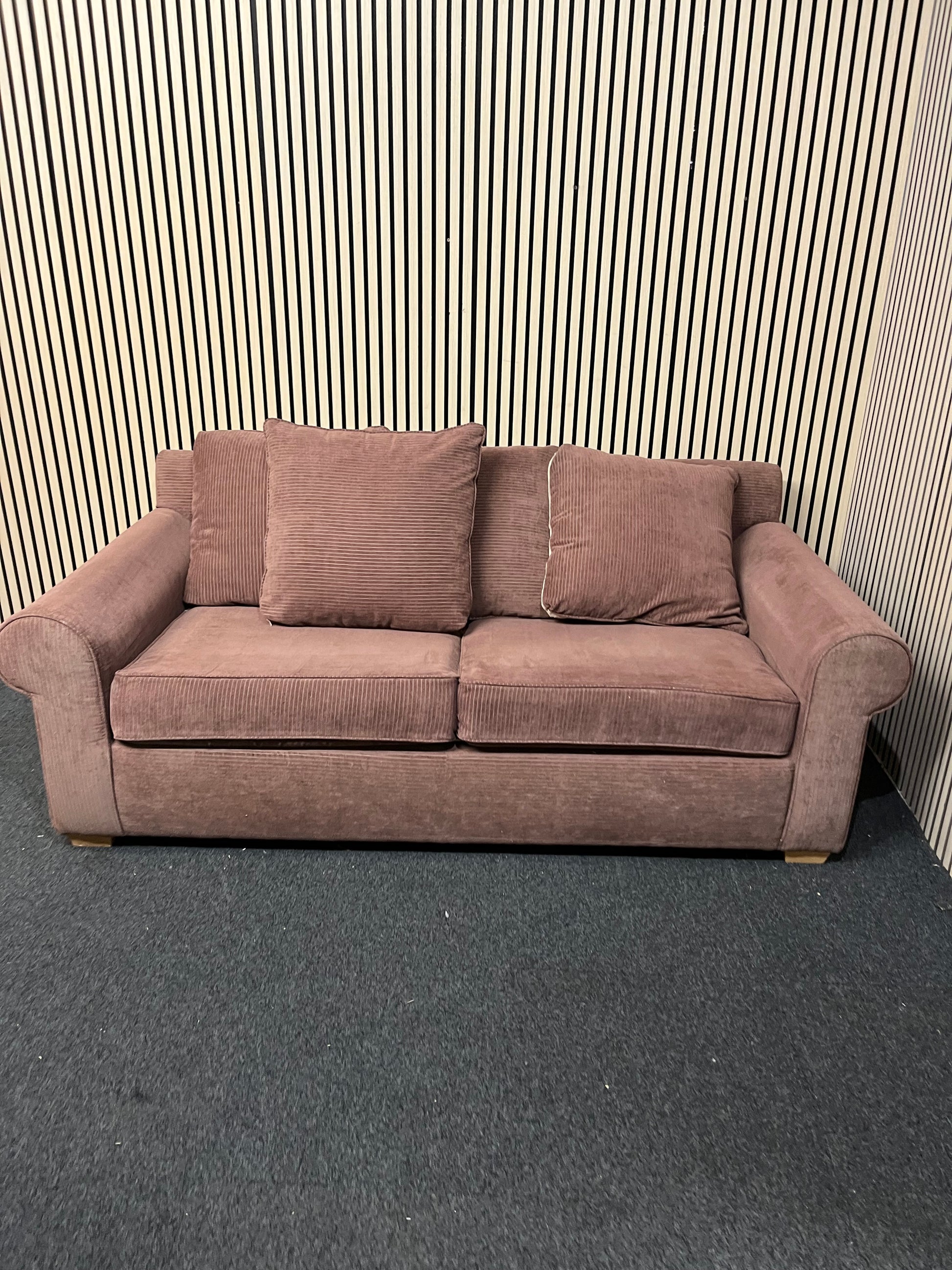 2 seater brown corduroy fabric sofa 3325