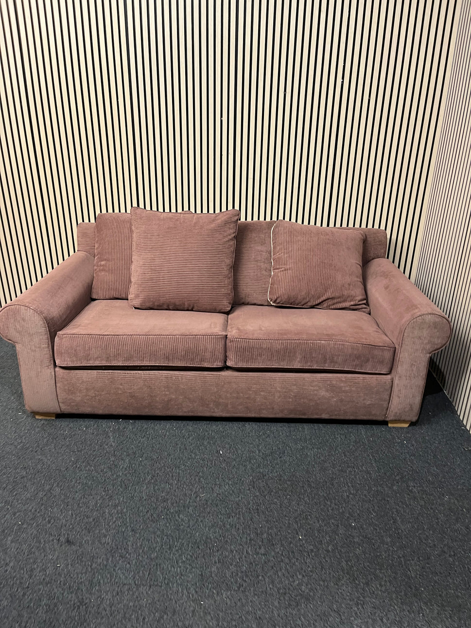 2 seater brown corduroy fabric sofa 3325