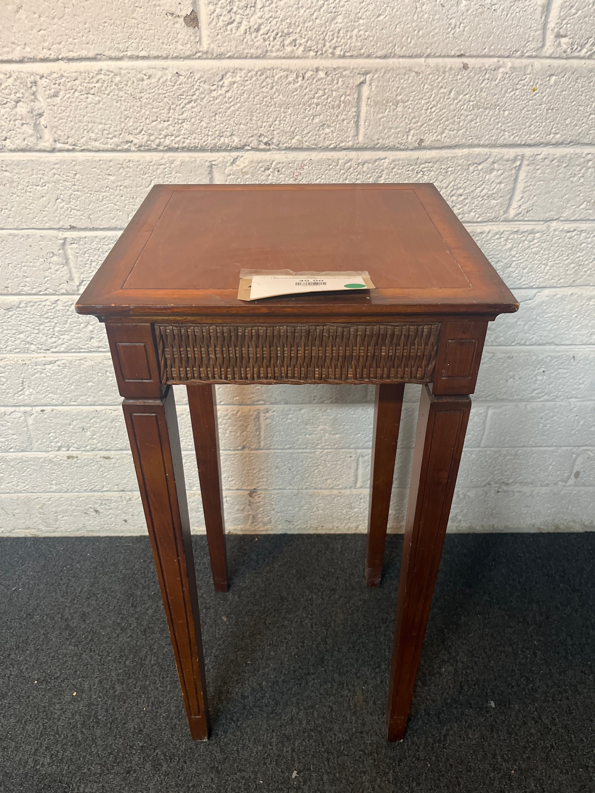 Small dark wood-stained tall square lamp table (H 80 x W 38 x D 38 cm) 2225