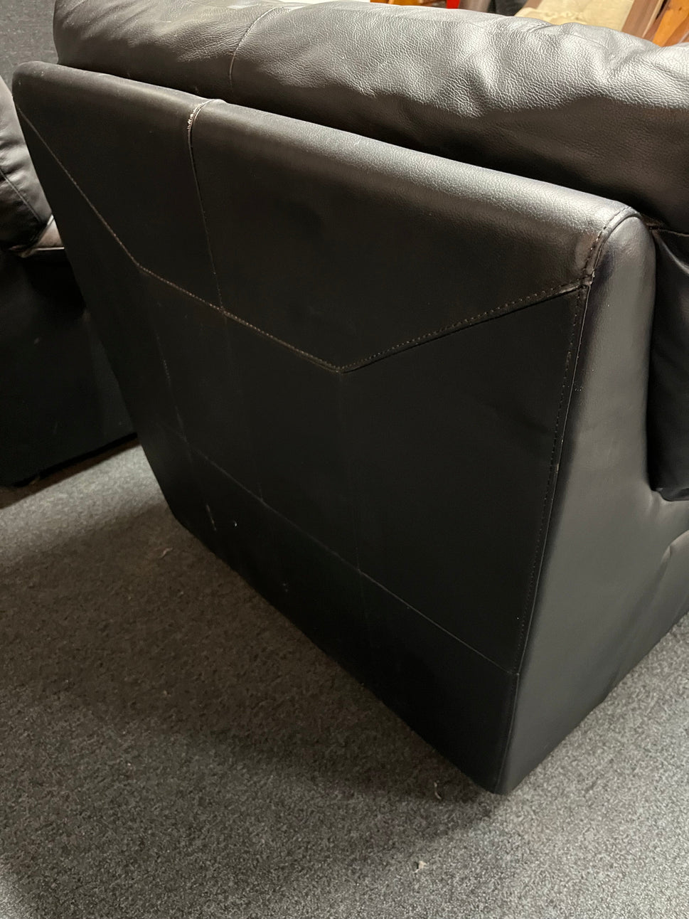 3+1+1 real black leather sofa suite 2225