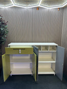 Switch Tall lime green, light grey and white laminate 4 door 1 drawer credenza unit with keys (H 113 x W 160 x D 140 cm) 3 image