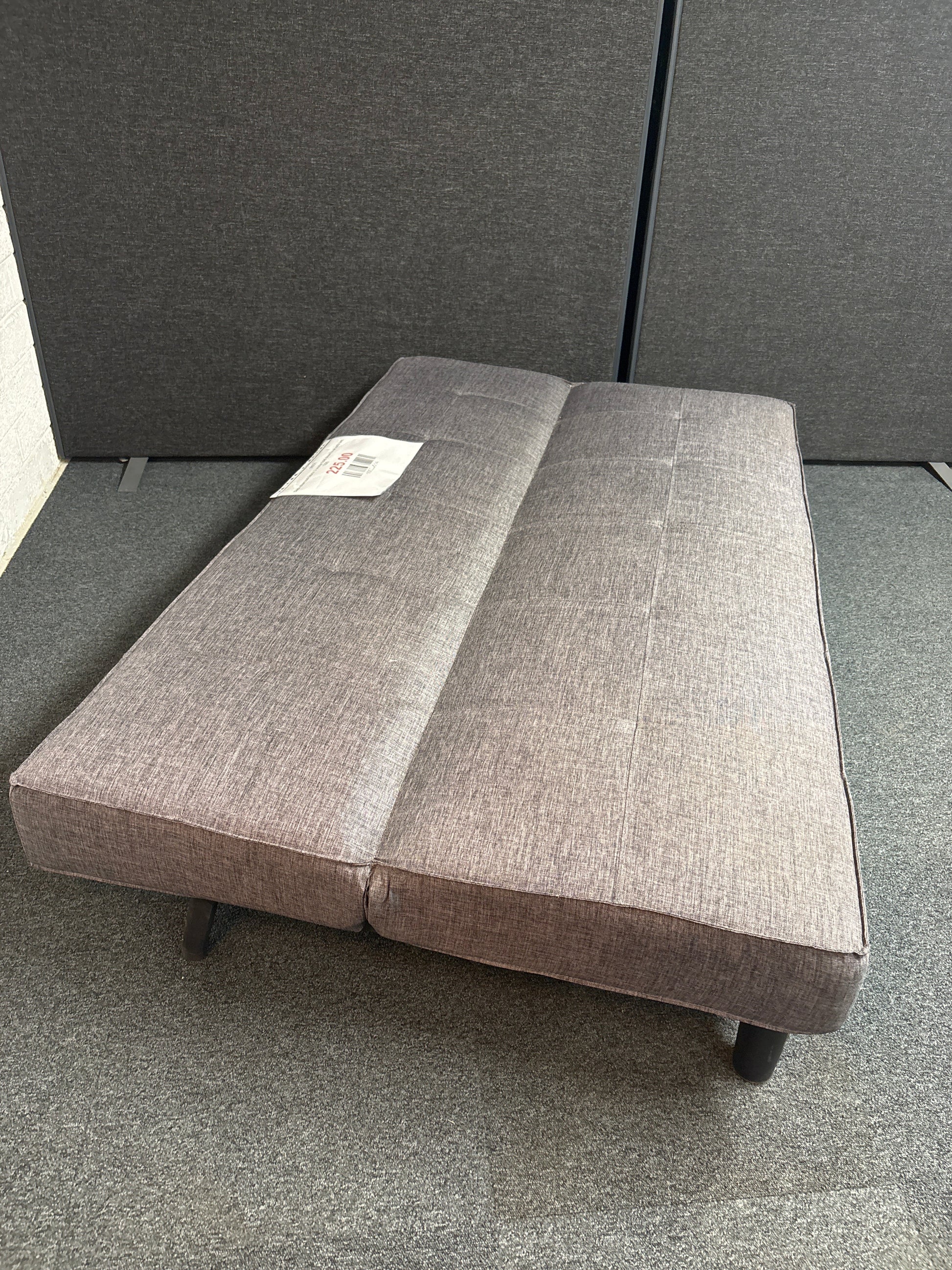 Dark charcoal fabric 2 seater fold down back sofa bed  1225