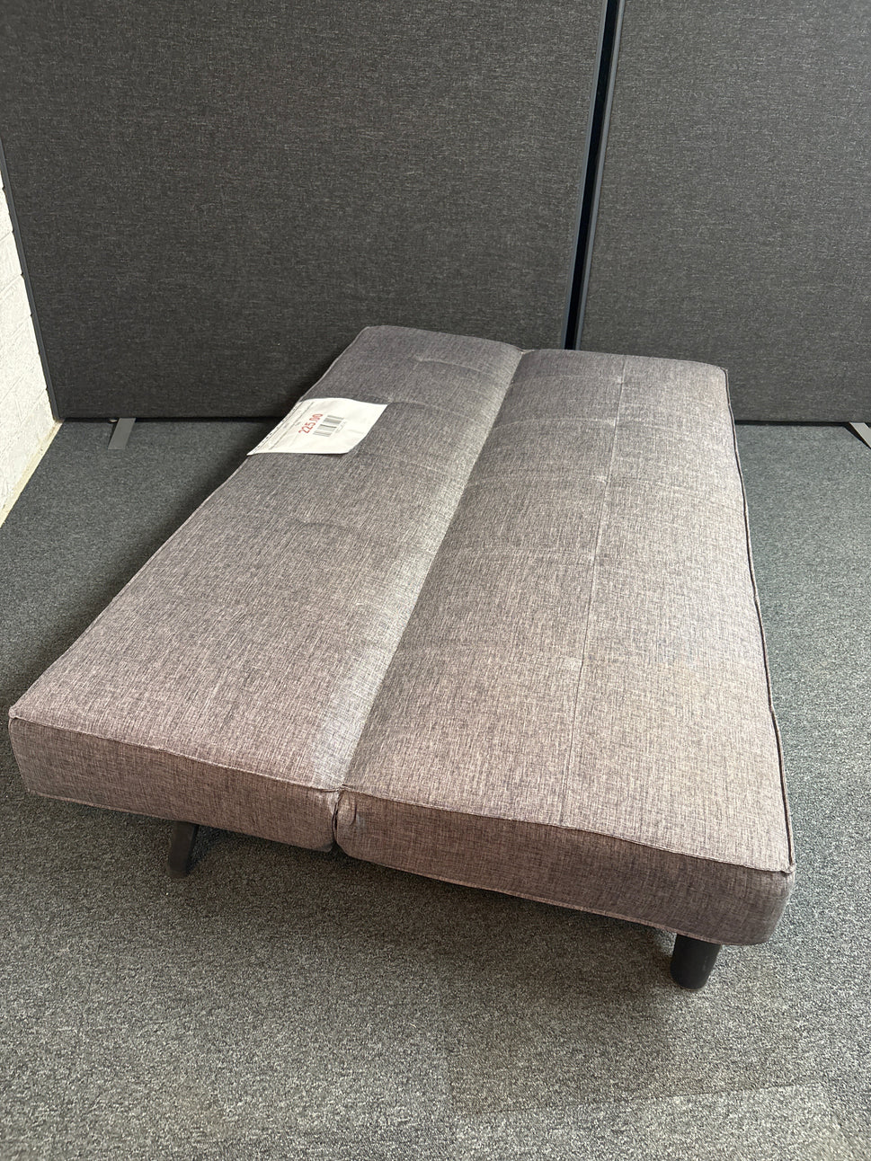 Dark charcoal fabric 2 seater fold down back sofa bed  1225