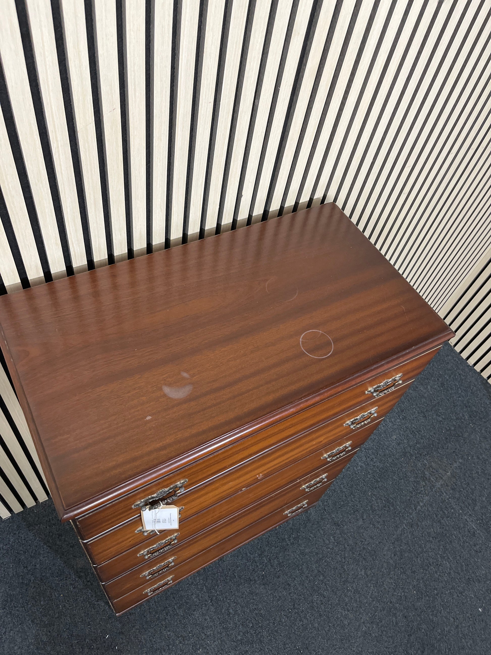 Rossmore mahogany tall 6 drawer chest of drawers (H 110 x W 75 x D  40 cm) 3325