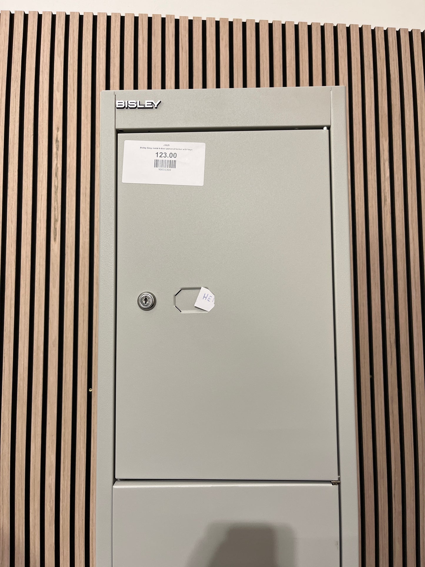 Bisley Grey metal 4 door personal locker with keys