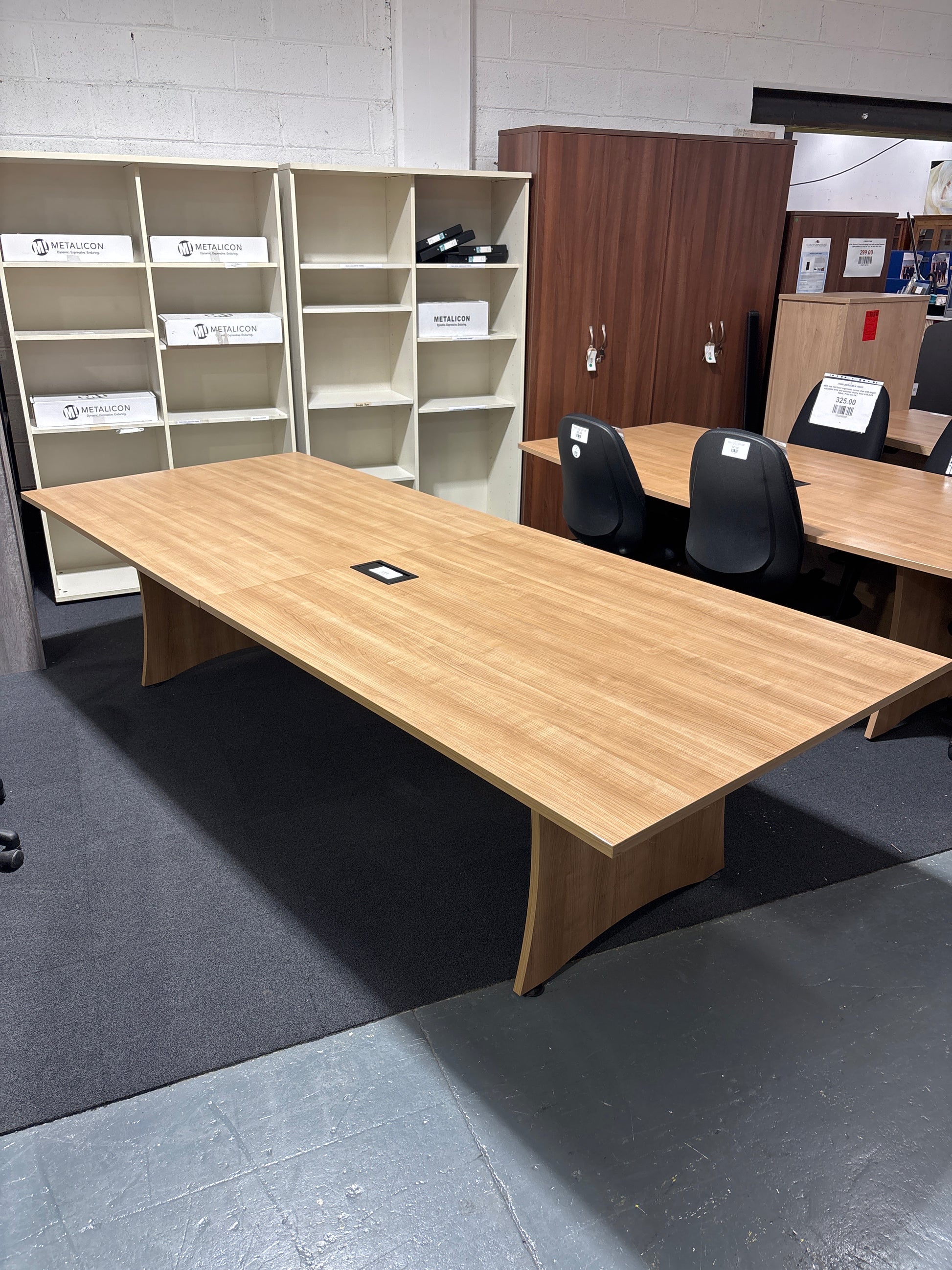 Large American Oak Sectional Boardroom Table
