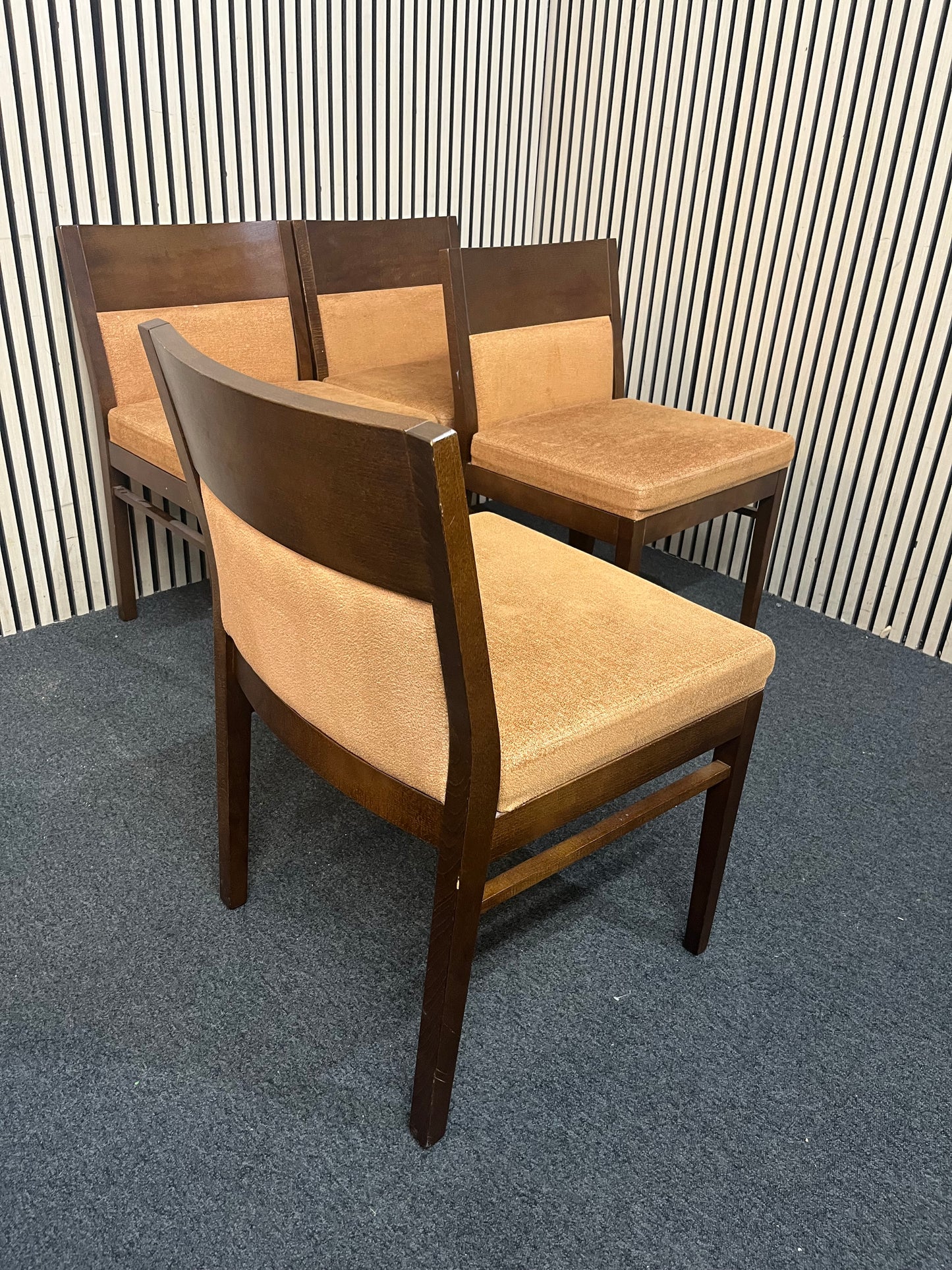 Solid Walnut dining chair with apricot mixed fabric seat (SET OF 4) 43805A