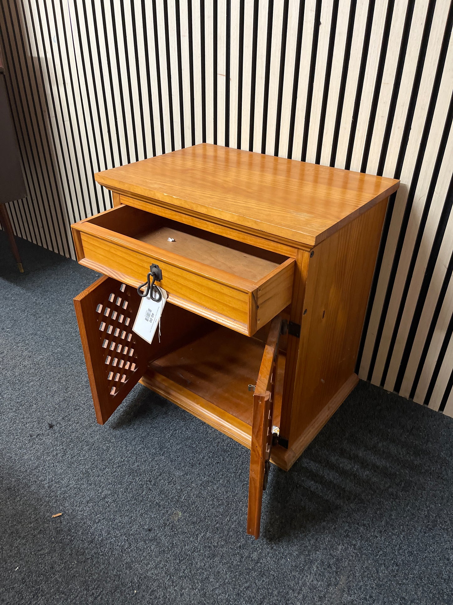 Pine lattice 2 door 1 drawer bedside locker  1226