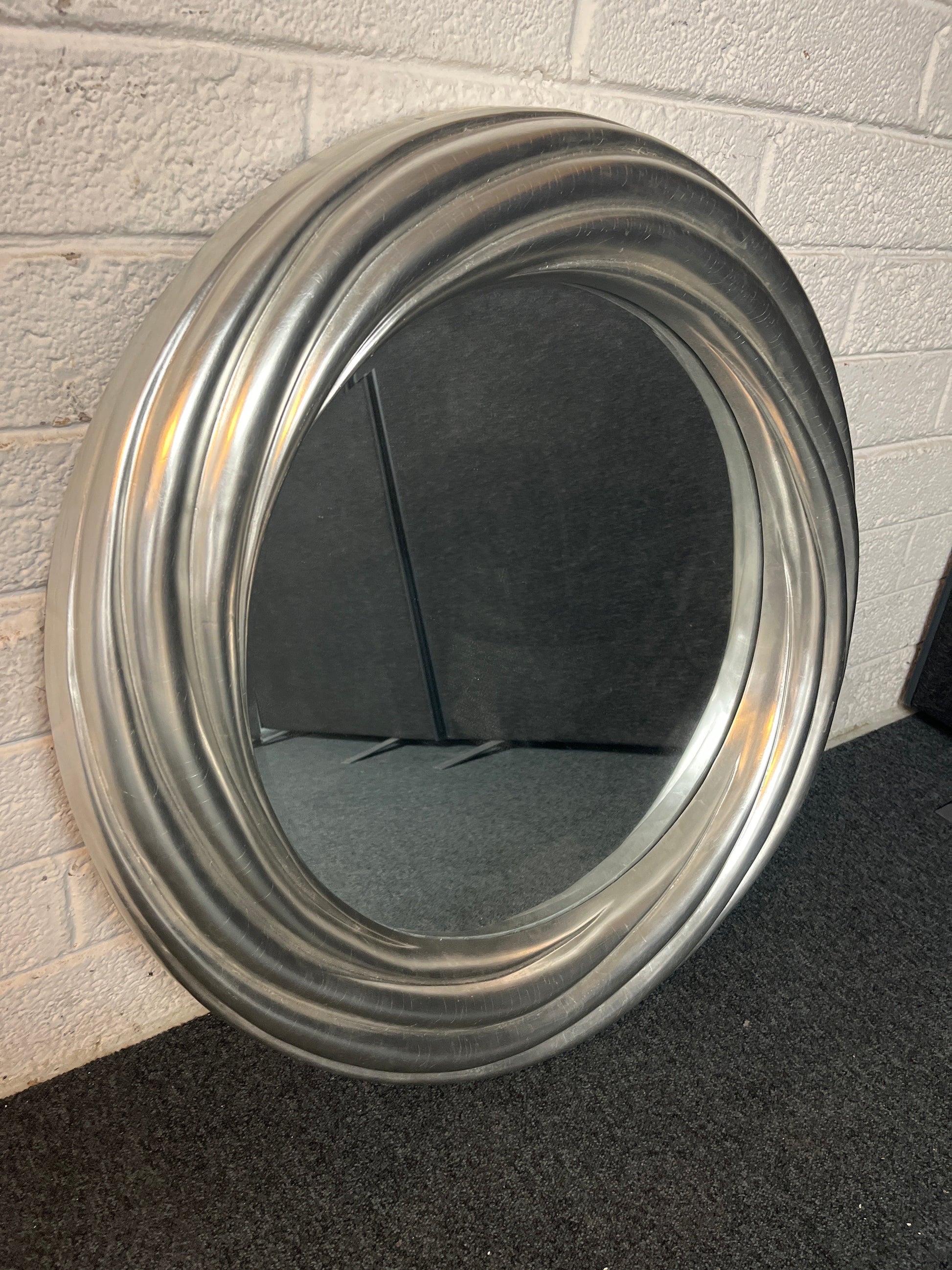 Ornate whipped style circular grey wall mirror (total diameter 84 cm) 2225