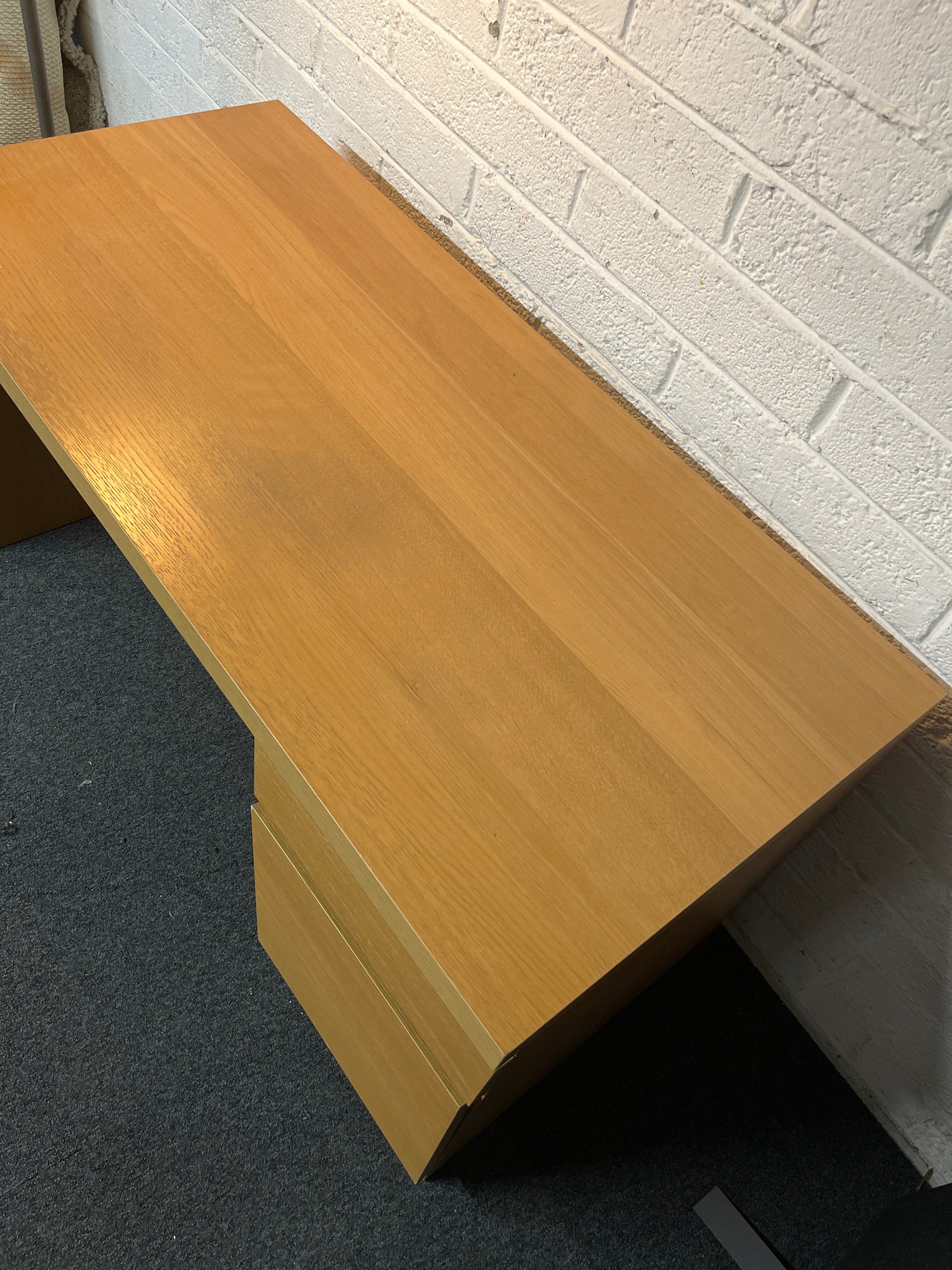 Oak straight desk with base drawers 1600Lx810Hx500D 2225