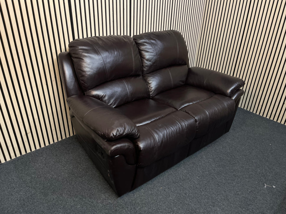 2+1 Brown leather recliner suite 43765