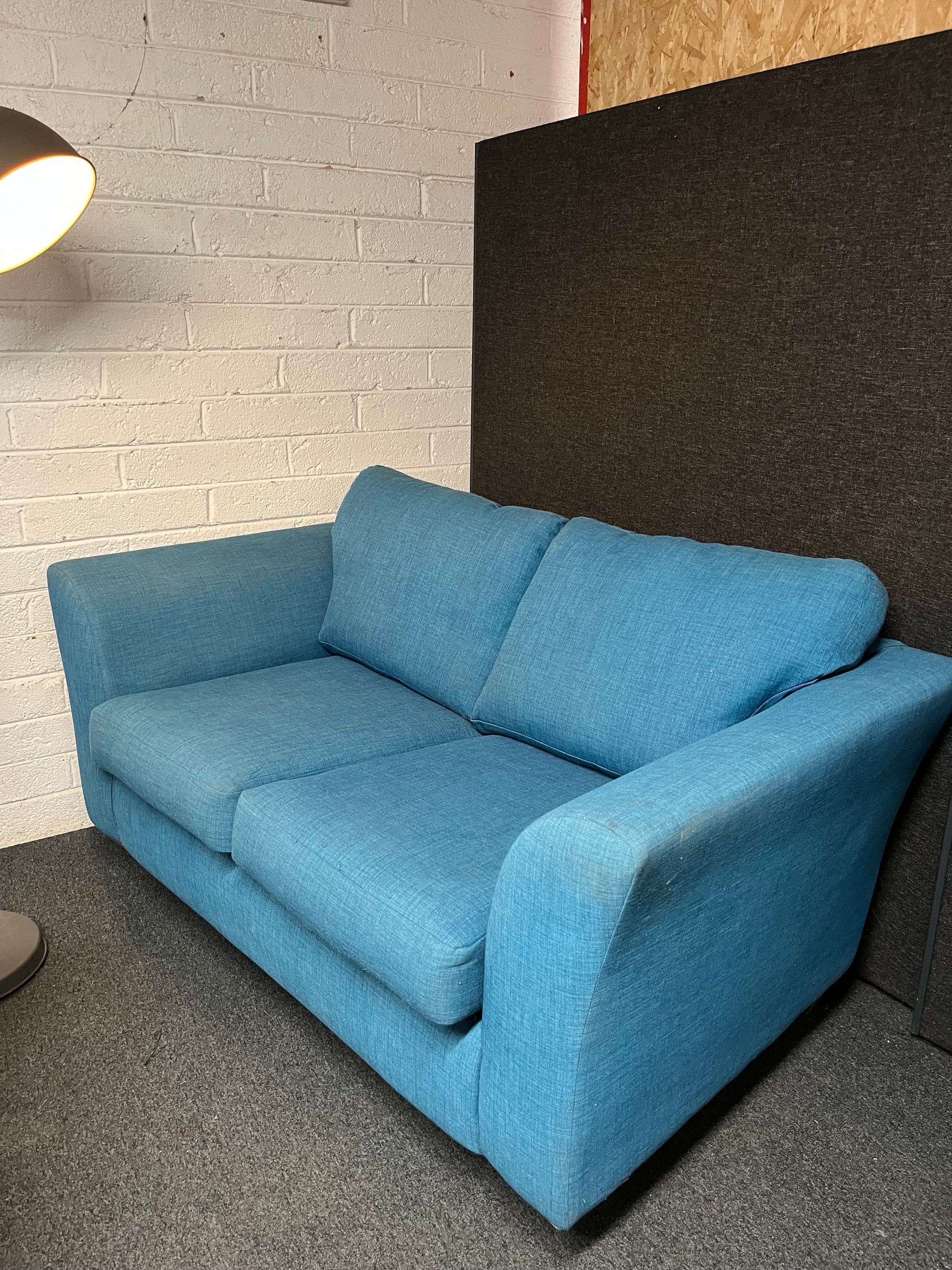 2 seater large aqua green fabric sofa 2225