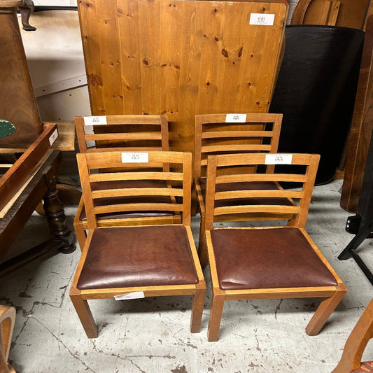 Solid wood kitchen chair, leatherette seat