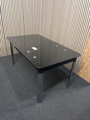 Switch Rectangular extendable black glass dining table with chrome legs (L 145 - 180 x W 85 cm)  44366 3 image