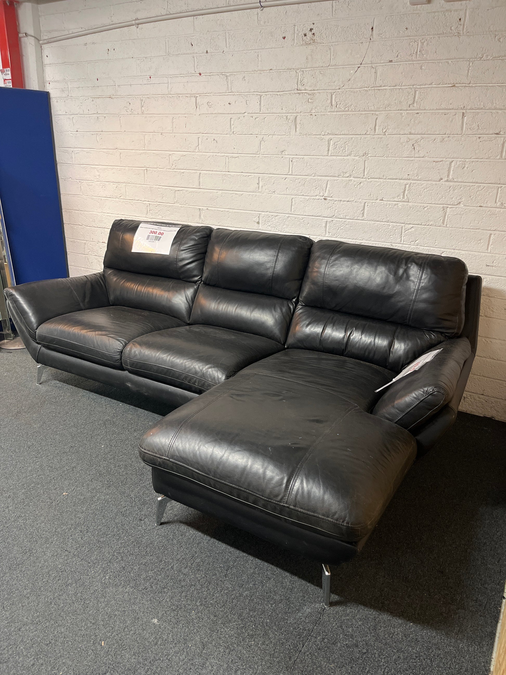 Black leatherette high back corner suite in sections 1325