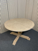 Limed oak circular extendable dining table with coloumn base (diameter 120 cm + 45 cm extension)  44800