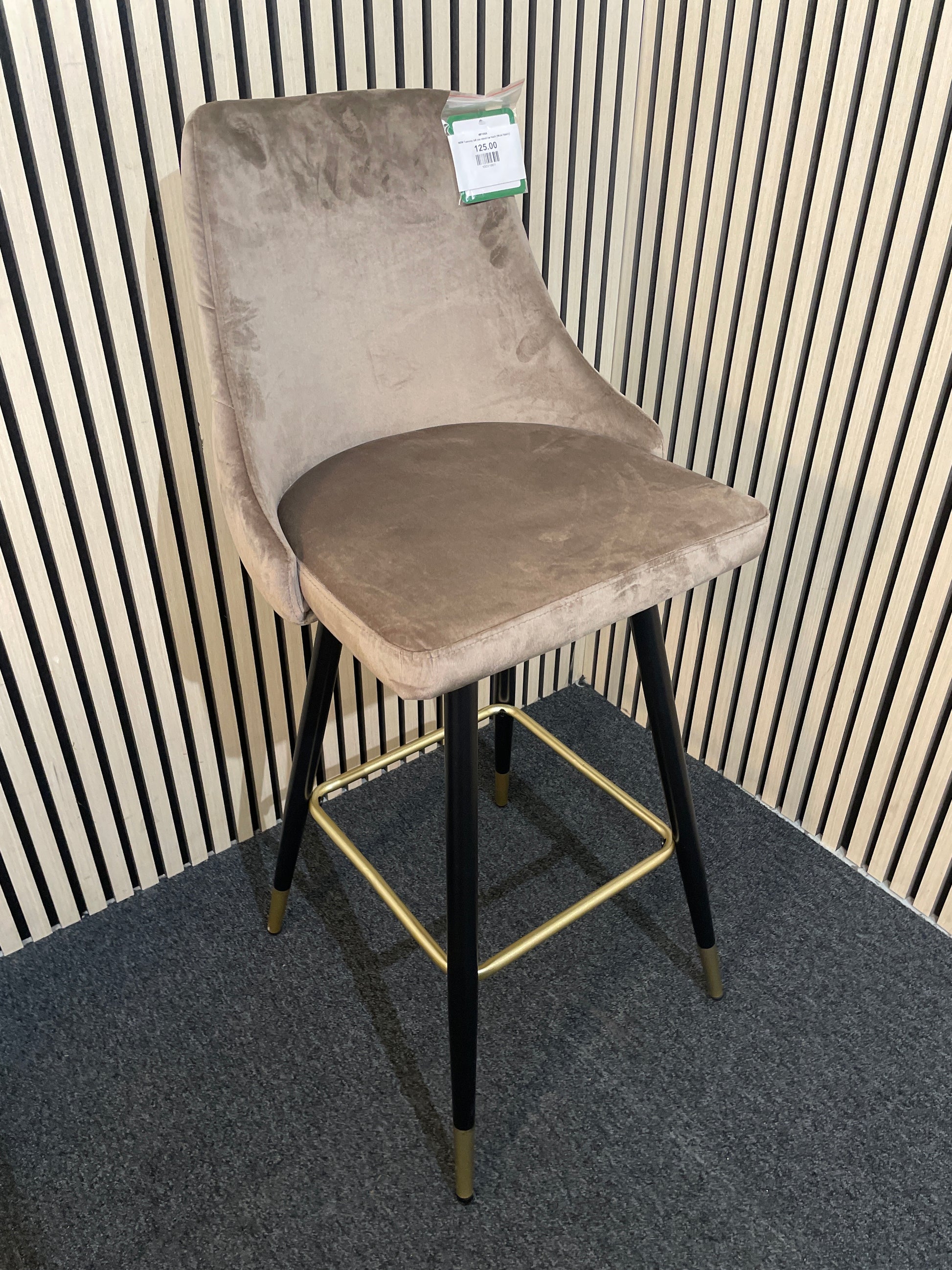 NEW Tuscany tall bar stool cw back (GREY fabric)