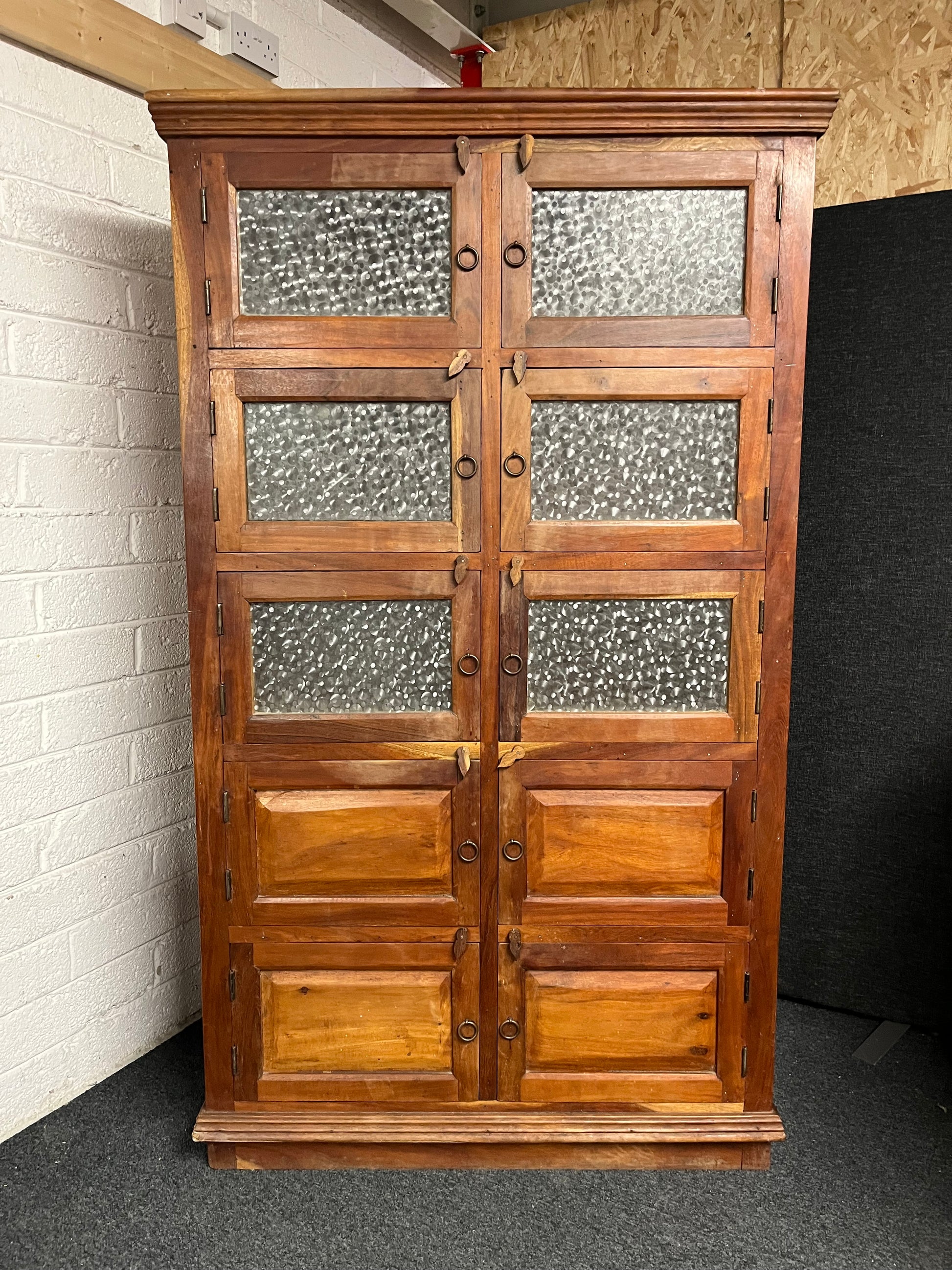 Tall solid wood 5 glass Door oriental storage unit (H 1800 x W 1060 x D 530 mm)  1225