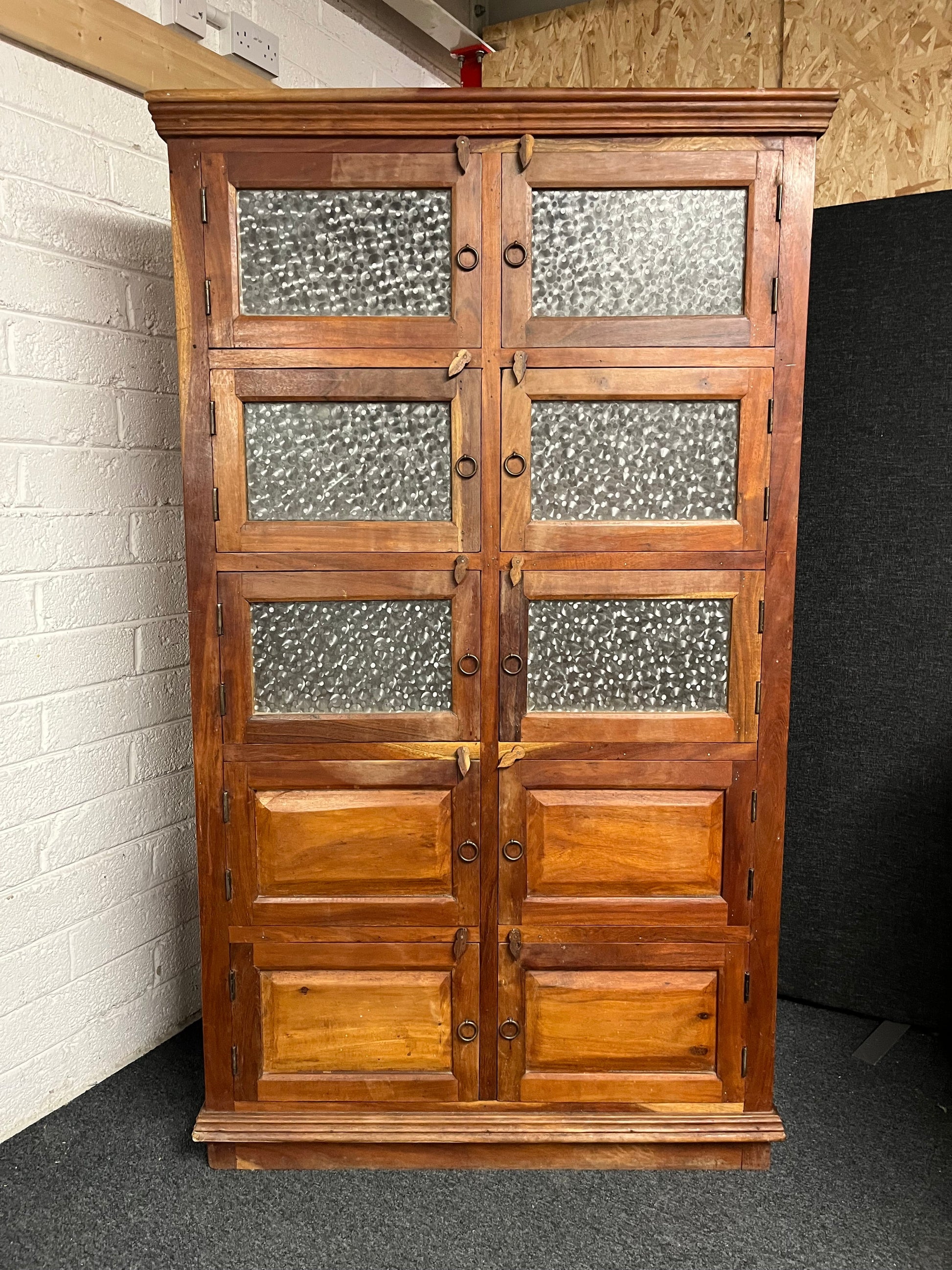 Tall solid wood 5 glass Door oriental storage unit (H 1800 x W 1060 x D 530 mm)  1225