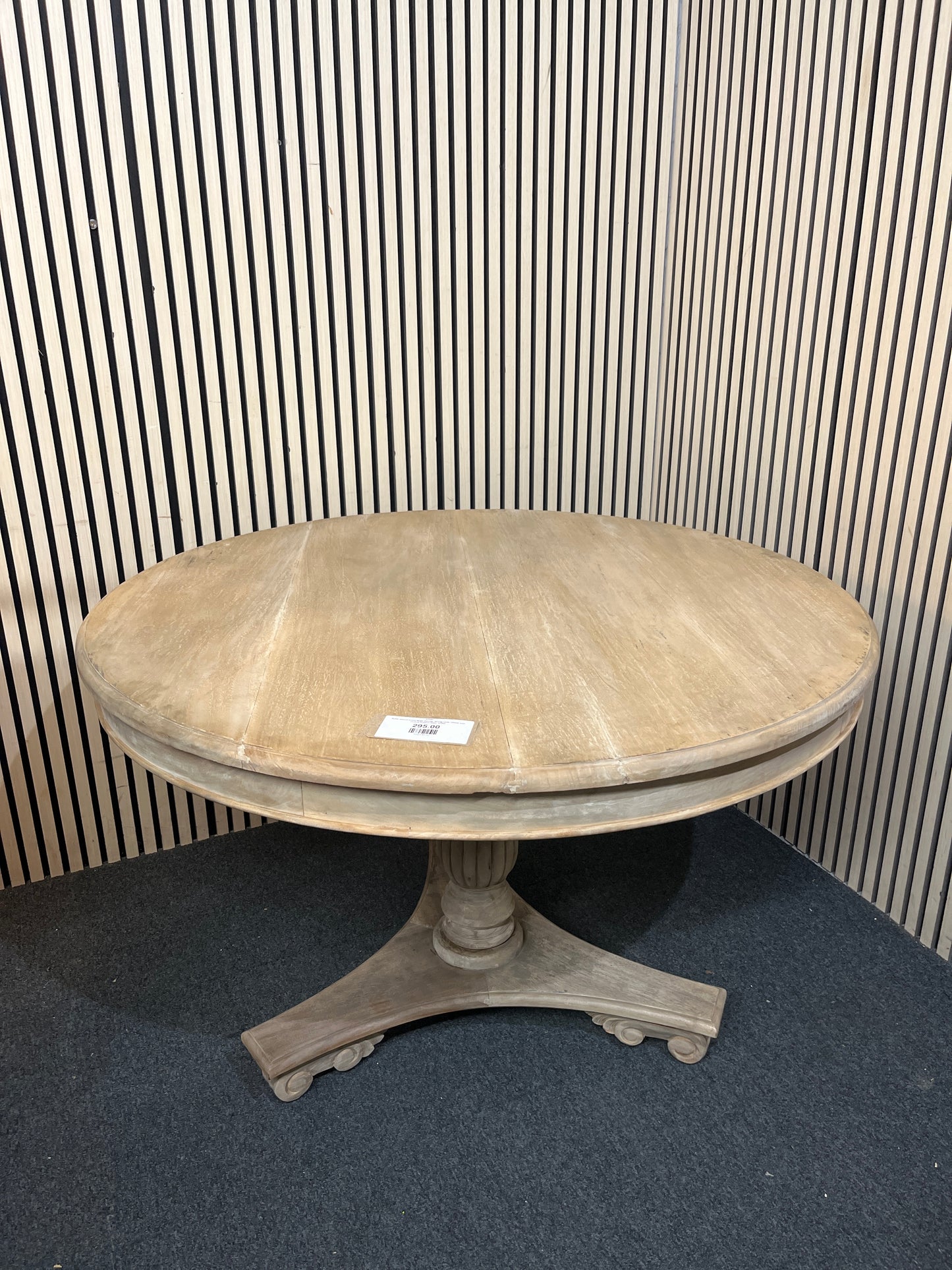 Solid natural wood large circular dining table 1200W with central podium base  43542