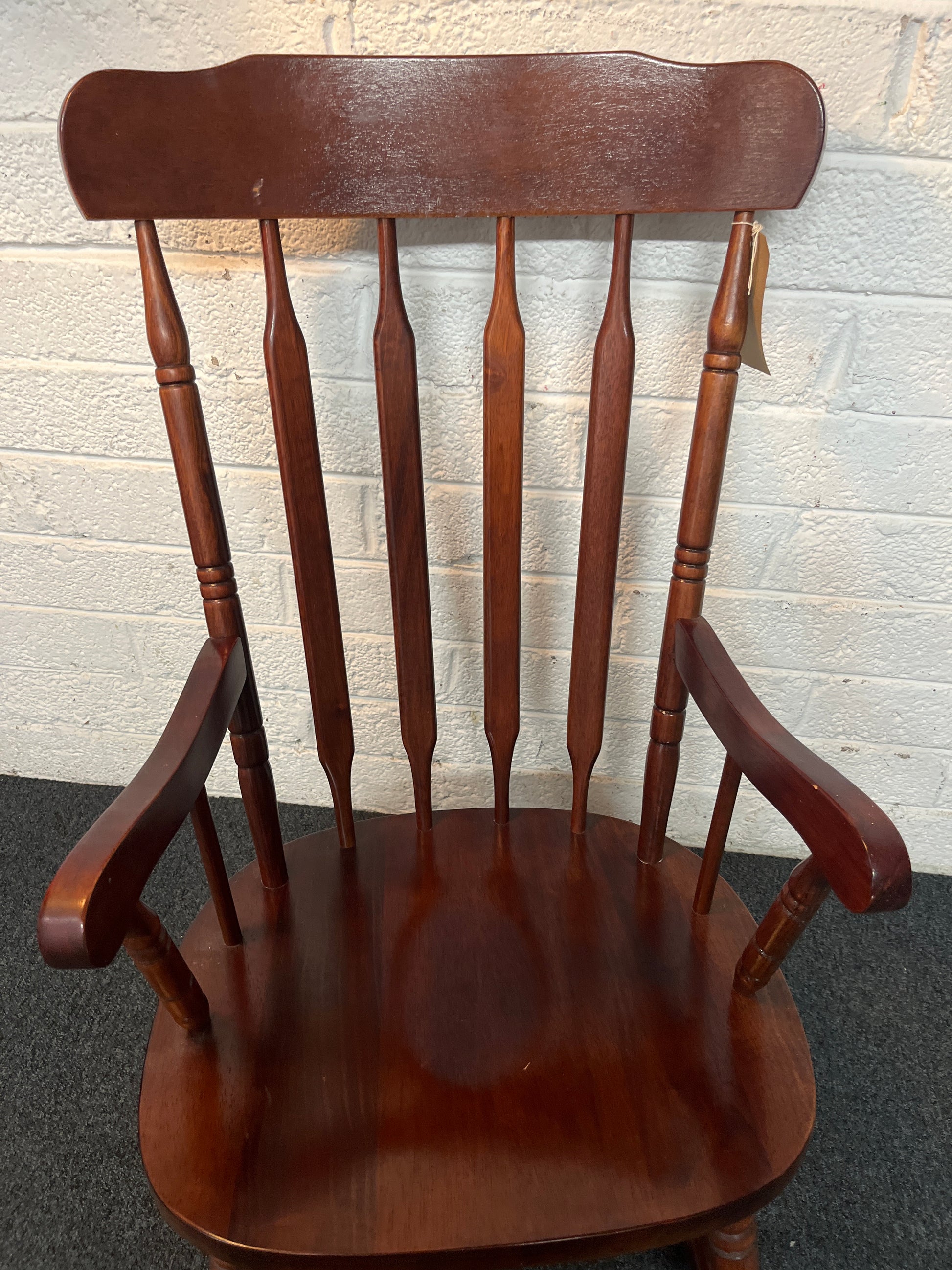 Mahogany rocking chair with checkered cushion 3225