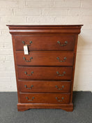 Switch Mahogany 5 drawer ornate handles chest of drawers- bottom 2 drawers have problems closing 1325 2 image