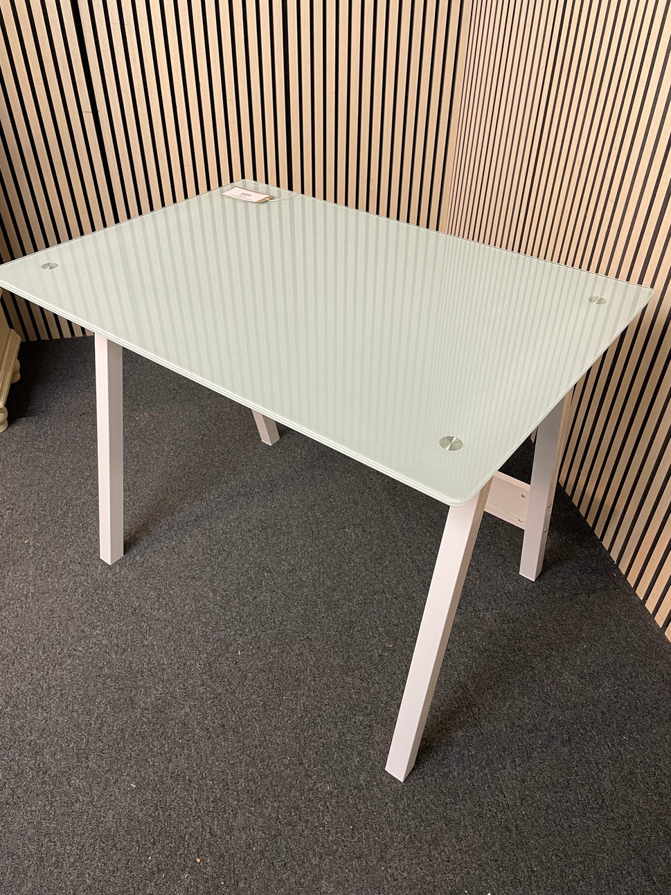 Tempered glass study desk, white frame, 1000mm x 700mm