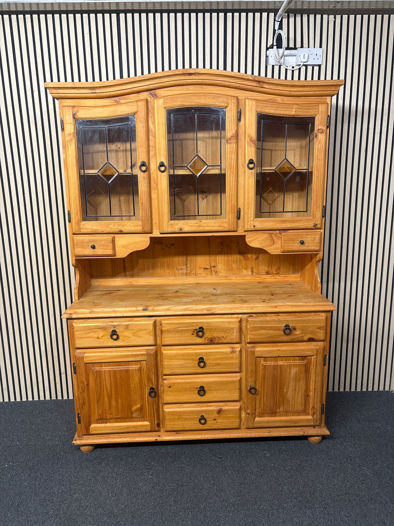 Tall 6 drawer 2 door kitchen dresser with top section of 3 glass door, top section removable 201Hx52Dx140W  44441
