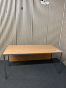 Switch Oak laminate straight desk 1535Lx750D with graphite metal box legs 2 image