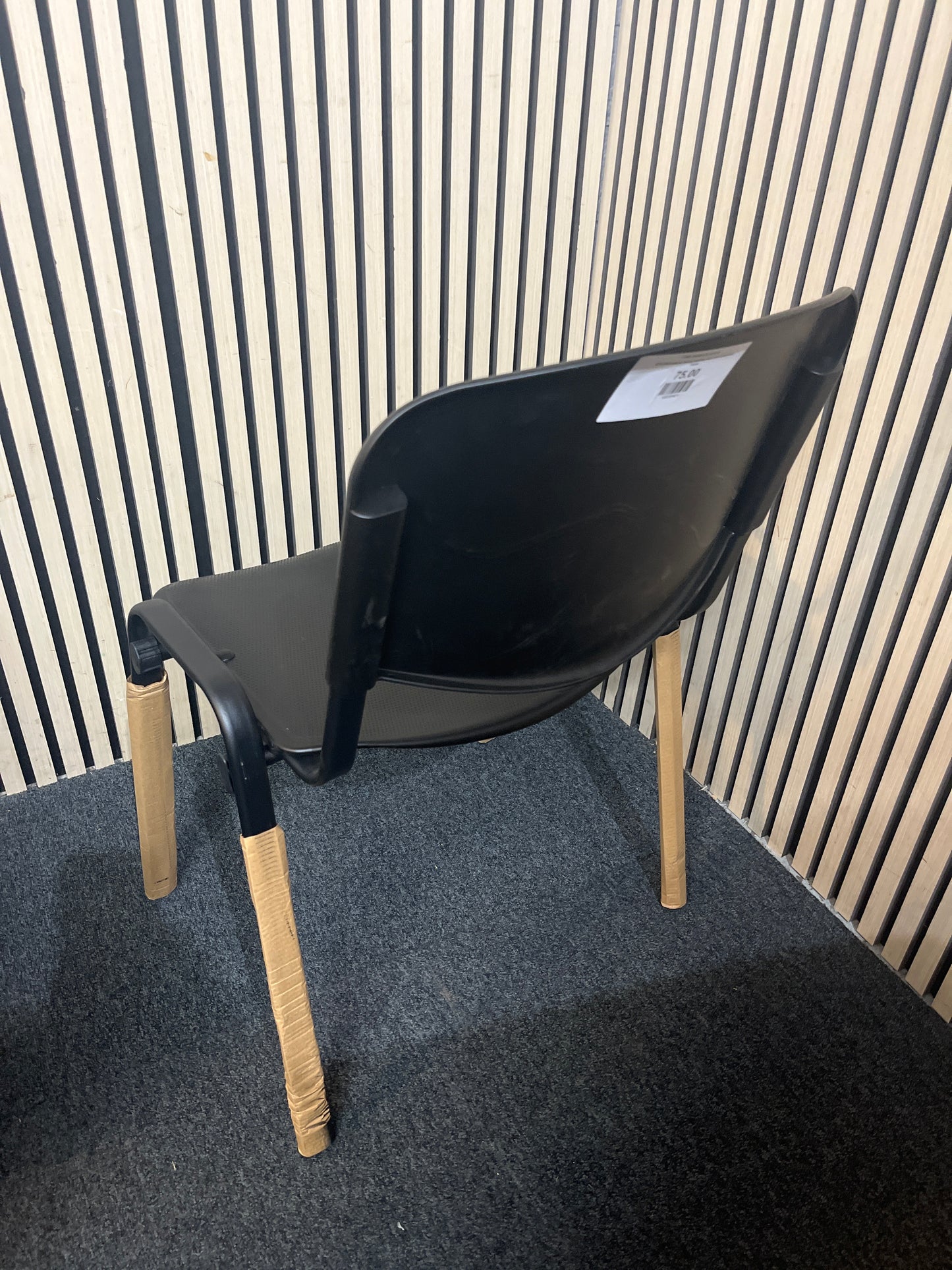 NEW black plastic taurus stacking chair with solid metal frame