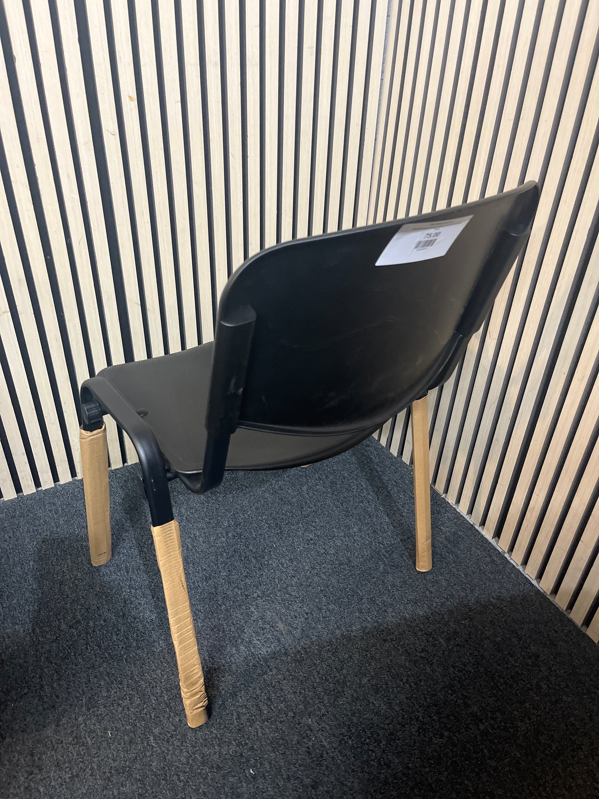 NEW black plastic taurus stacking chair with solid metal frame