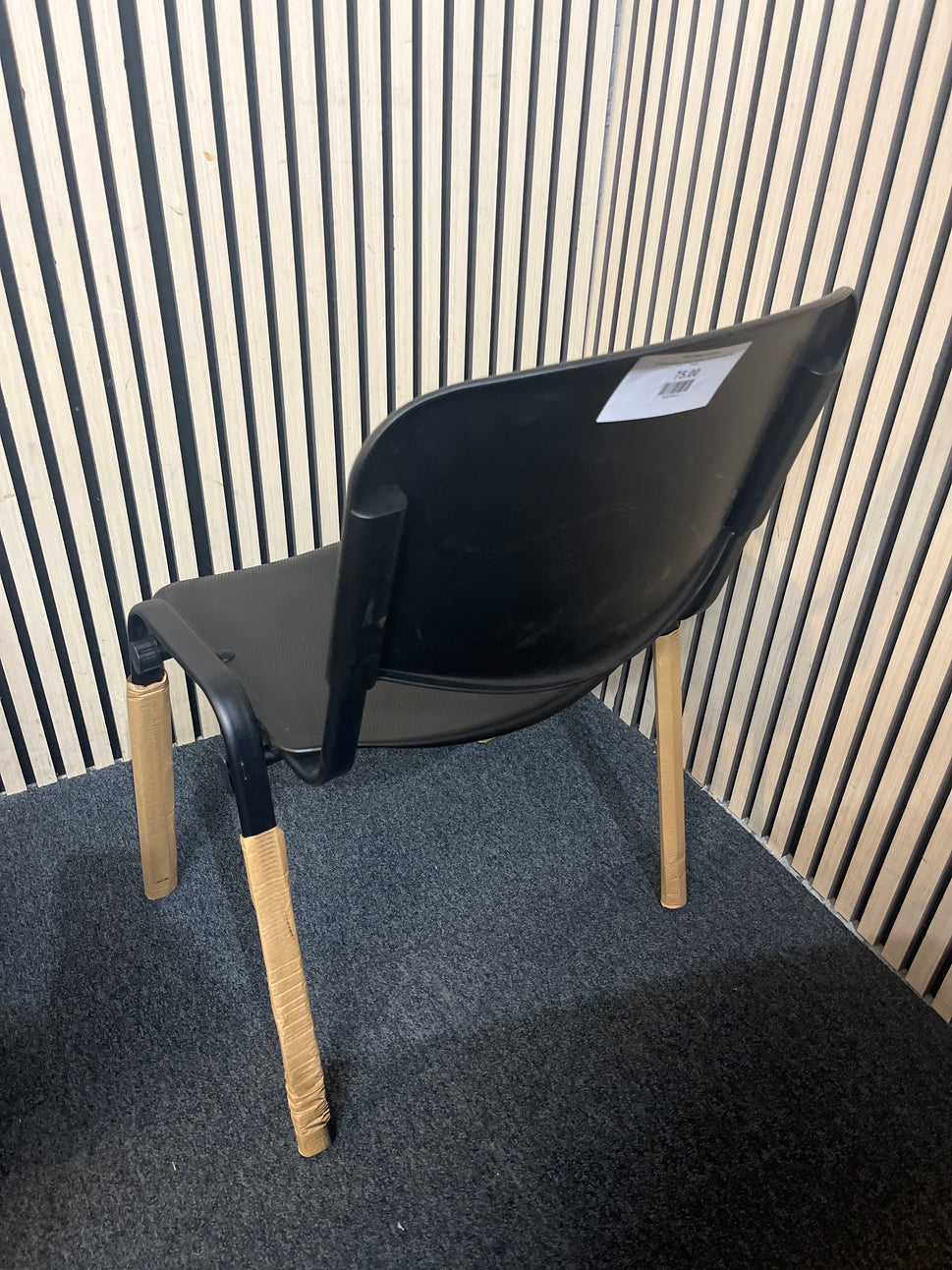 NEW black plastic taurus stacking chair with solid metal frame