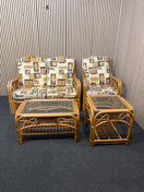 Switch Bamboo-style wicker 2 seater sofa, armchair and matching glass-top side tables.  44379 2 image