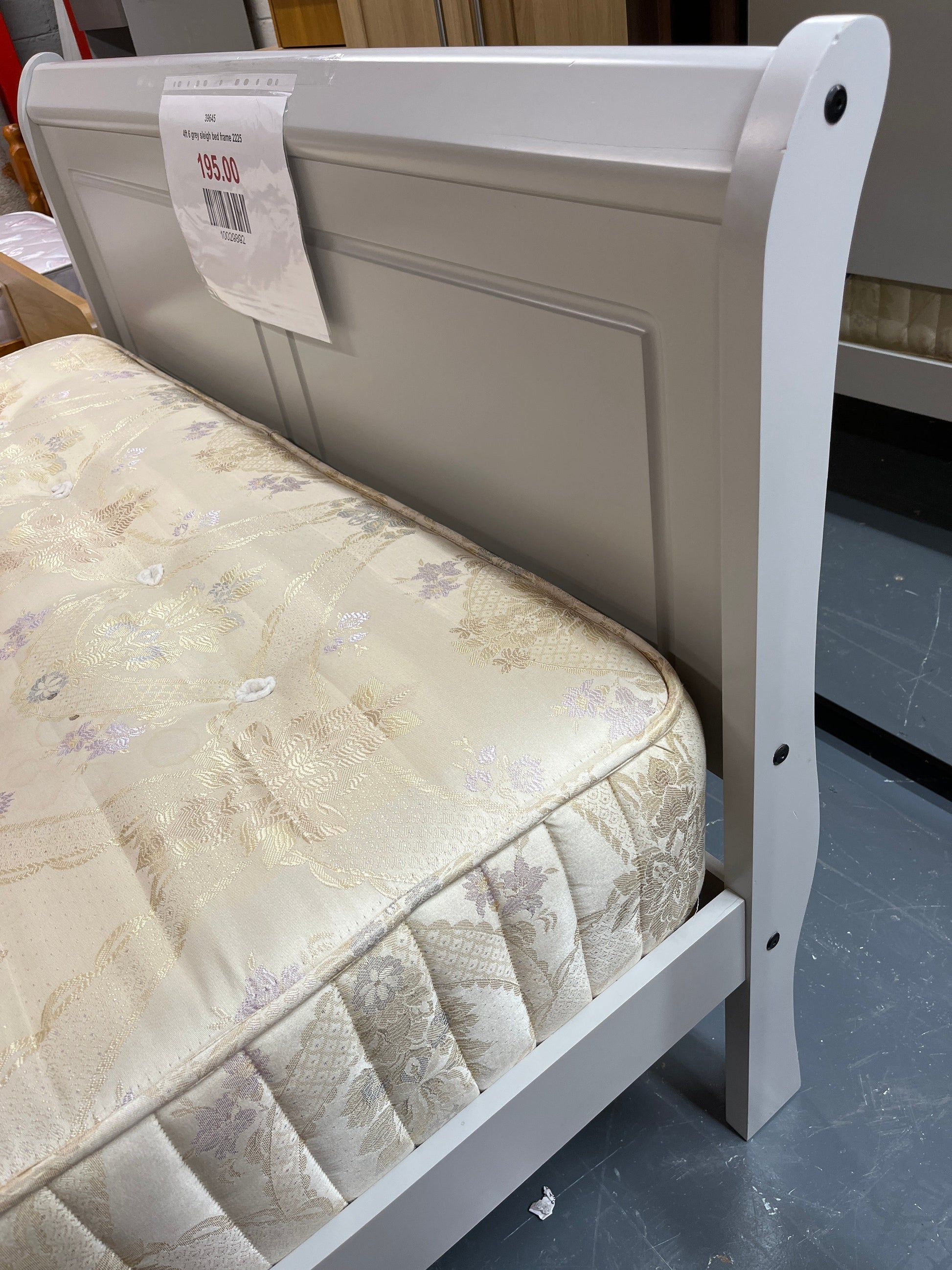 4ft 6 grey sleigh bed frame 2225