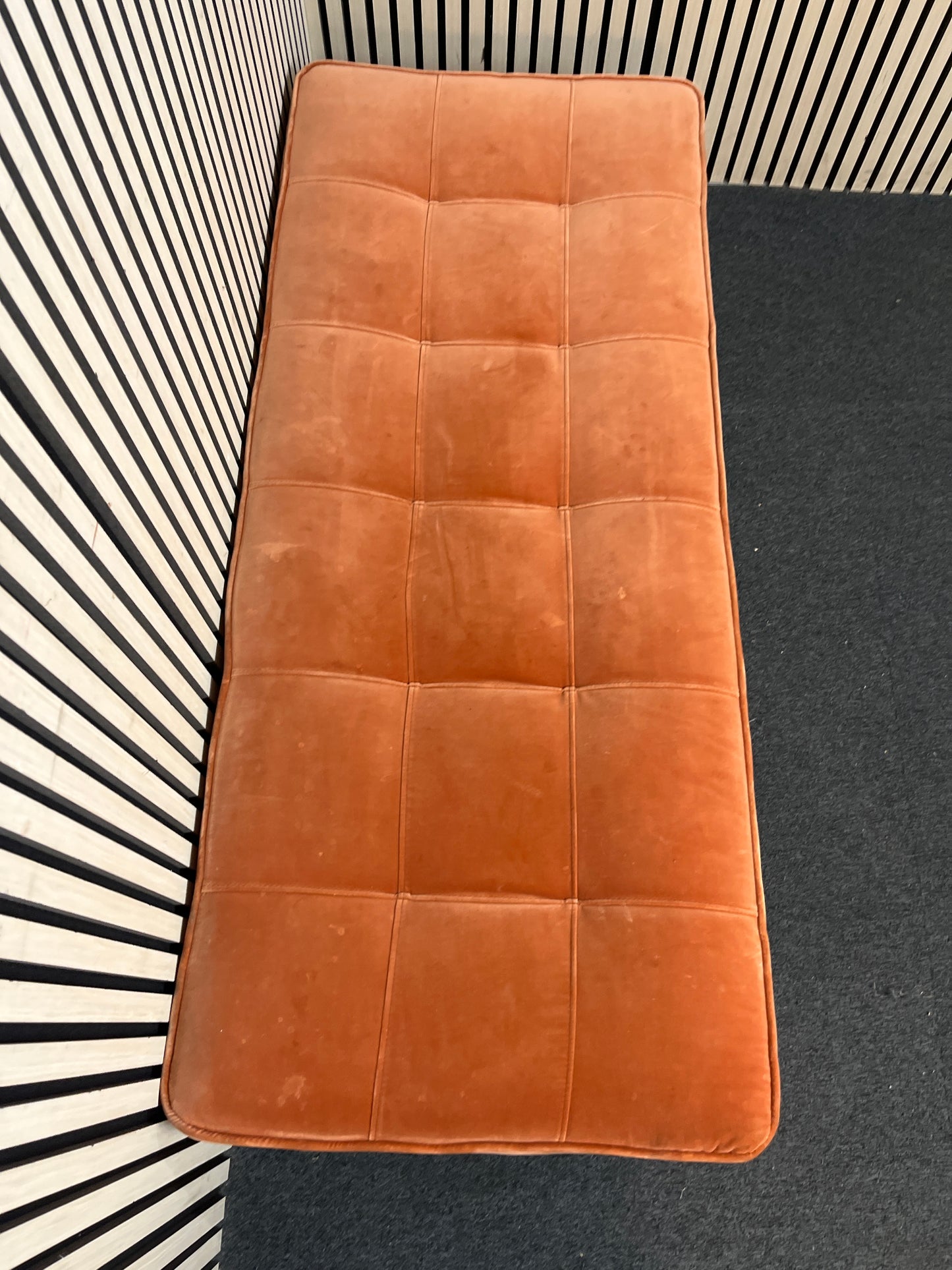 Large crushed orange fabric ottoman 43387