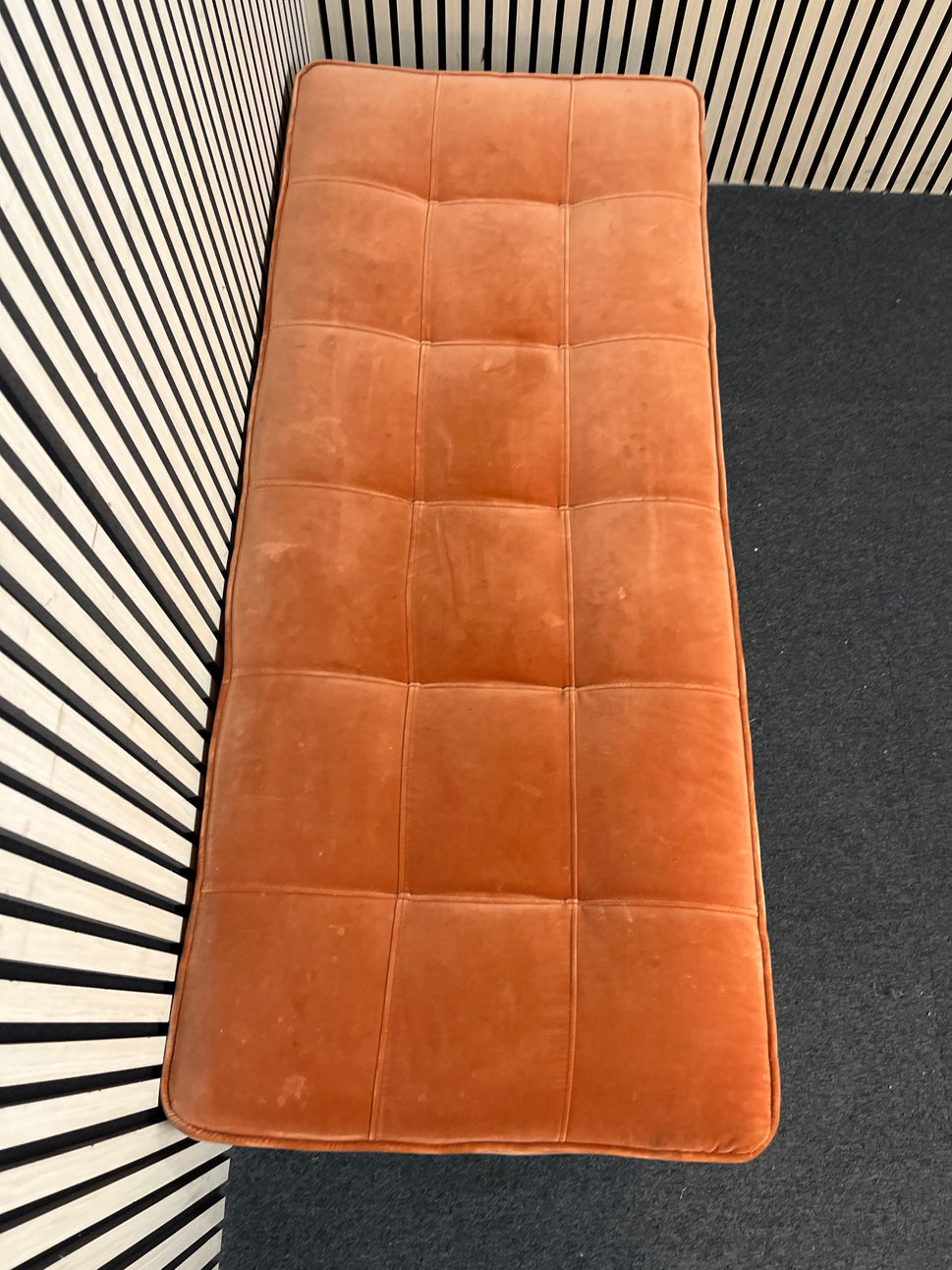 Large crushed orange fabric ottoman 43387