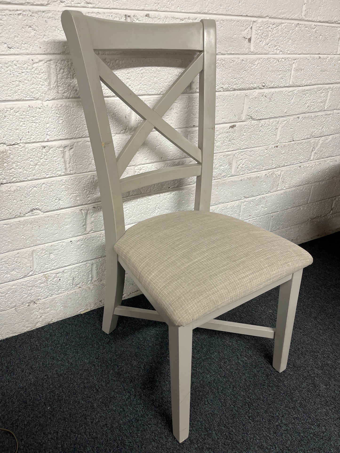 Solid Oak Circular Table with Painted Grey Base & 4 matching chairs 1225